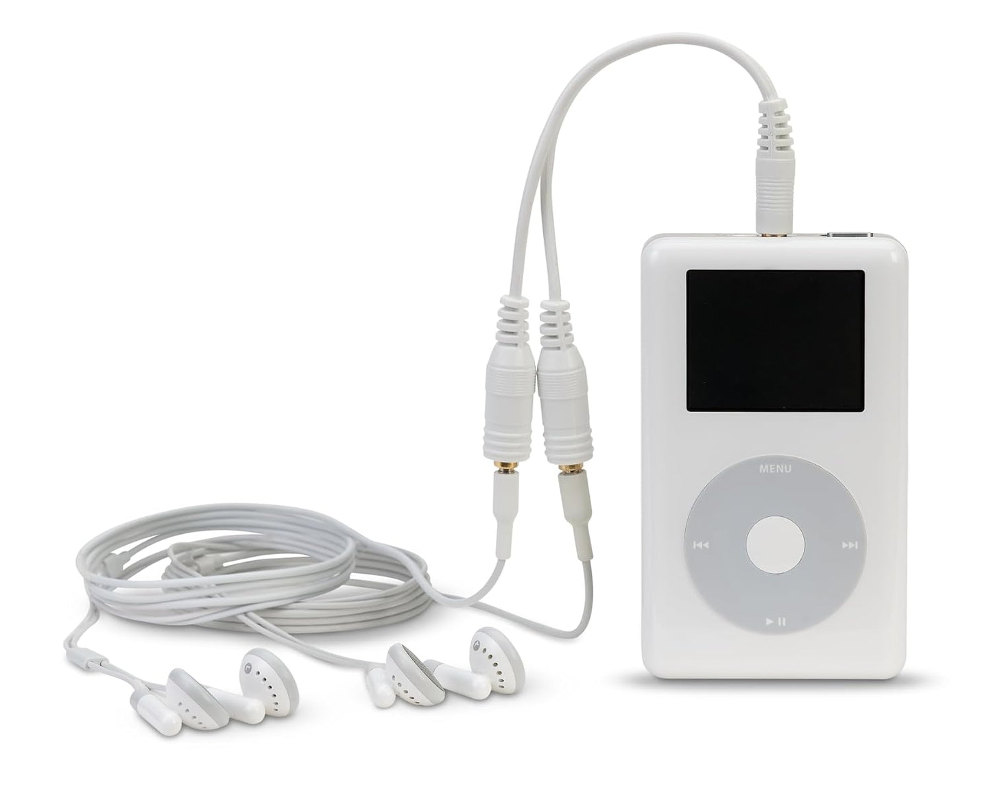 3.5Mm Audio Splitter – Dual Headphone and Speaker Jack Adapter for Sharing Music or Videos – Compatible with Iphone, Ipad, Laptops, Tablets, and Other Devices with AUX Port – White