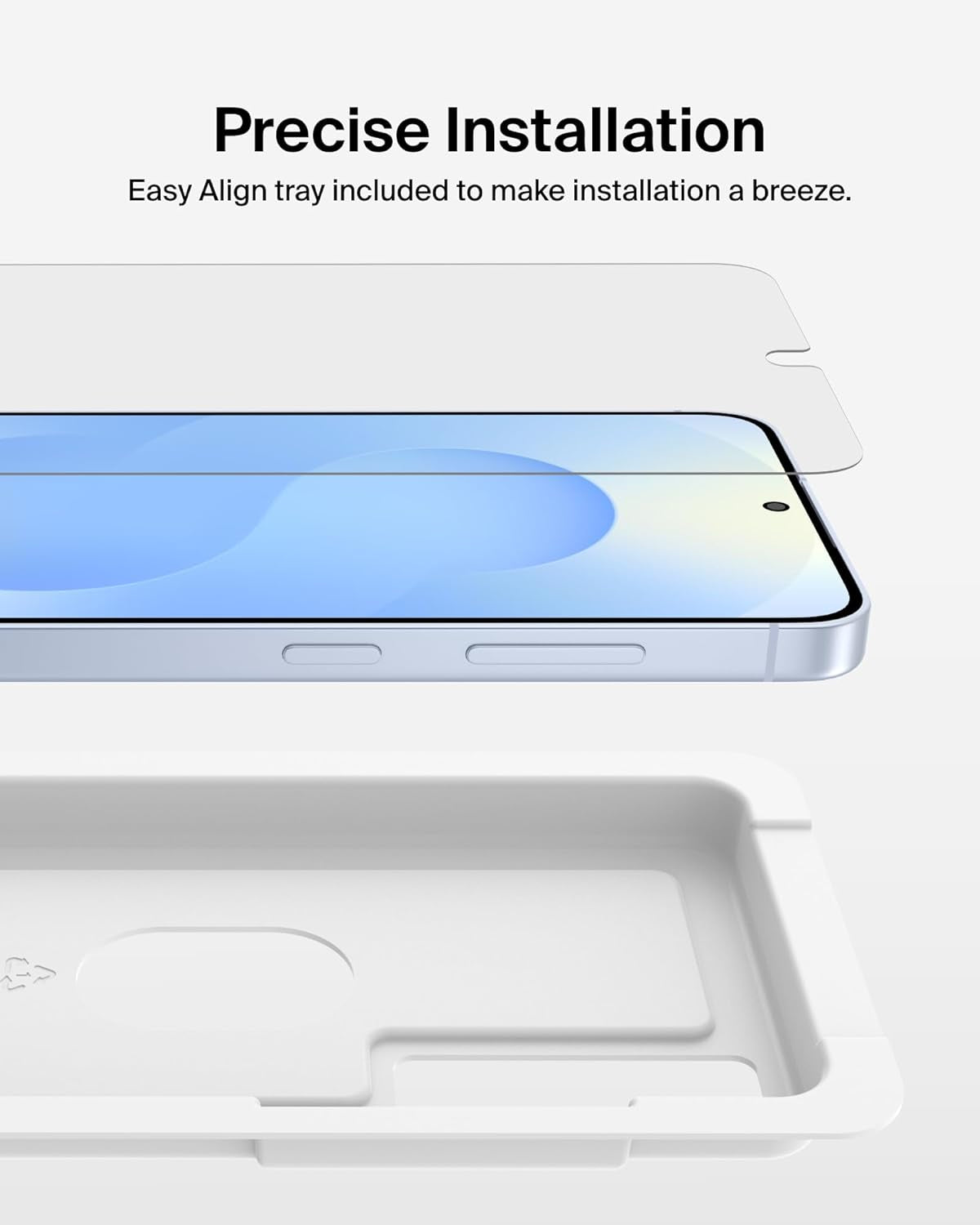 Screenforce Invisiglass Treated Screen Protector for Samsung Galaxy S25, 9H Hardness, Scratch-Resistant Impact Protection W/Align Tray for Easy Application - Made with Recycled Glass