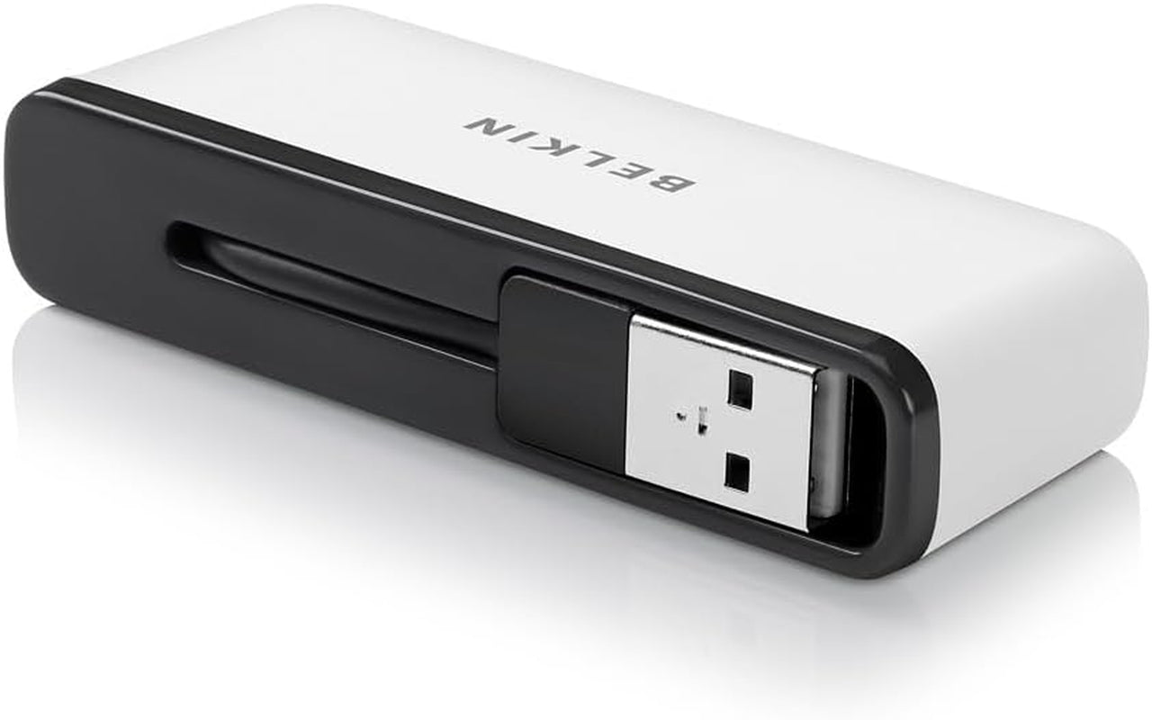 Belkin 4-Port USB 2.0 Travel Hub, Compact & Portable Multi-Port USB Adapter for Laptops, Tablets, & Other Devices, High-Speed Data Transfer, Plug-And-Play W/ Built-In Cable Management - White