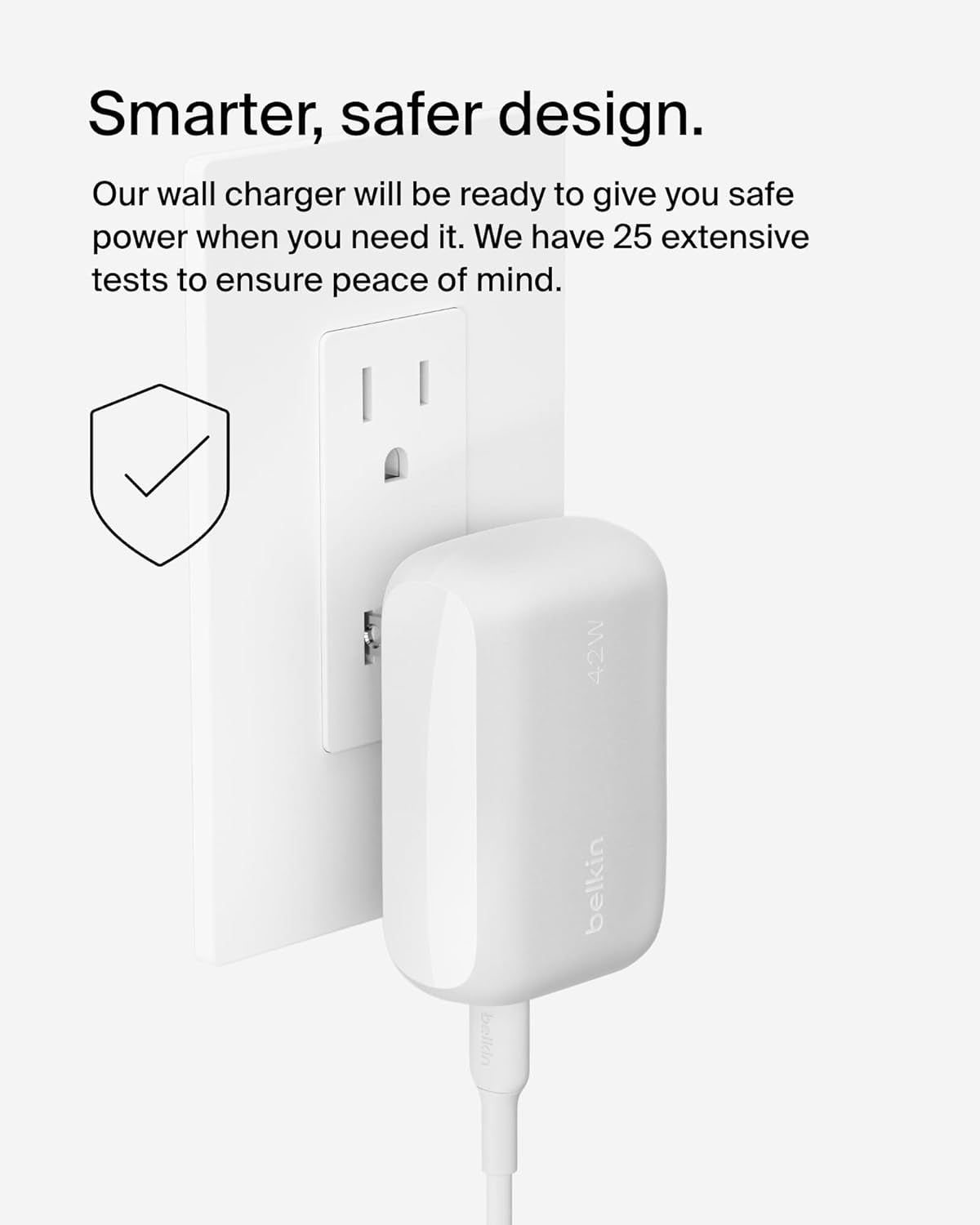 Dual Port Charger Block 42W, USB-C + USB-A Charger - Super Fast Charging - Samsung Galaxy S25, Apple Iphone 17, Air, Pro, Pro Max, Ipad, Macbook, Google Pixel, Nintendo Switch 2 & More - White