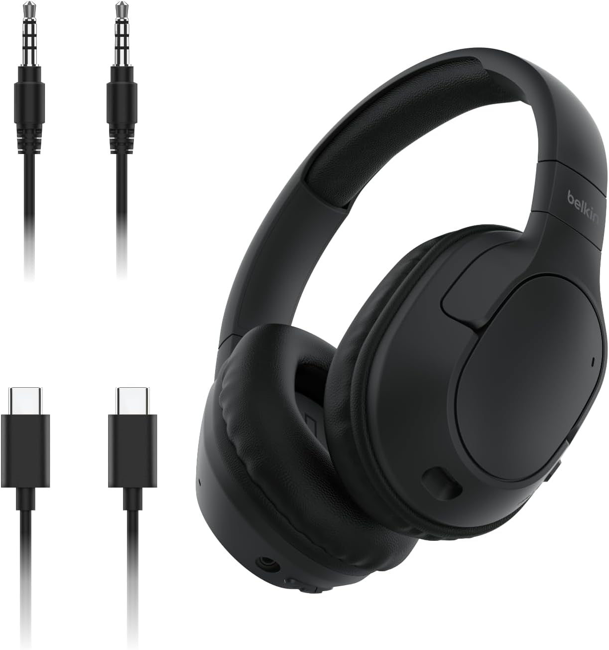 Soundform Surround Bluetooth Over-Ear Headphones - Environmental Noise Cancelling Headphones - Wireless W/ 60H Playtime & Soft Ear Cups for Iphone, Galaxy, Ipad, Travel, Home, or Office - Black
