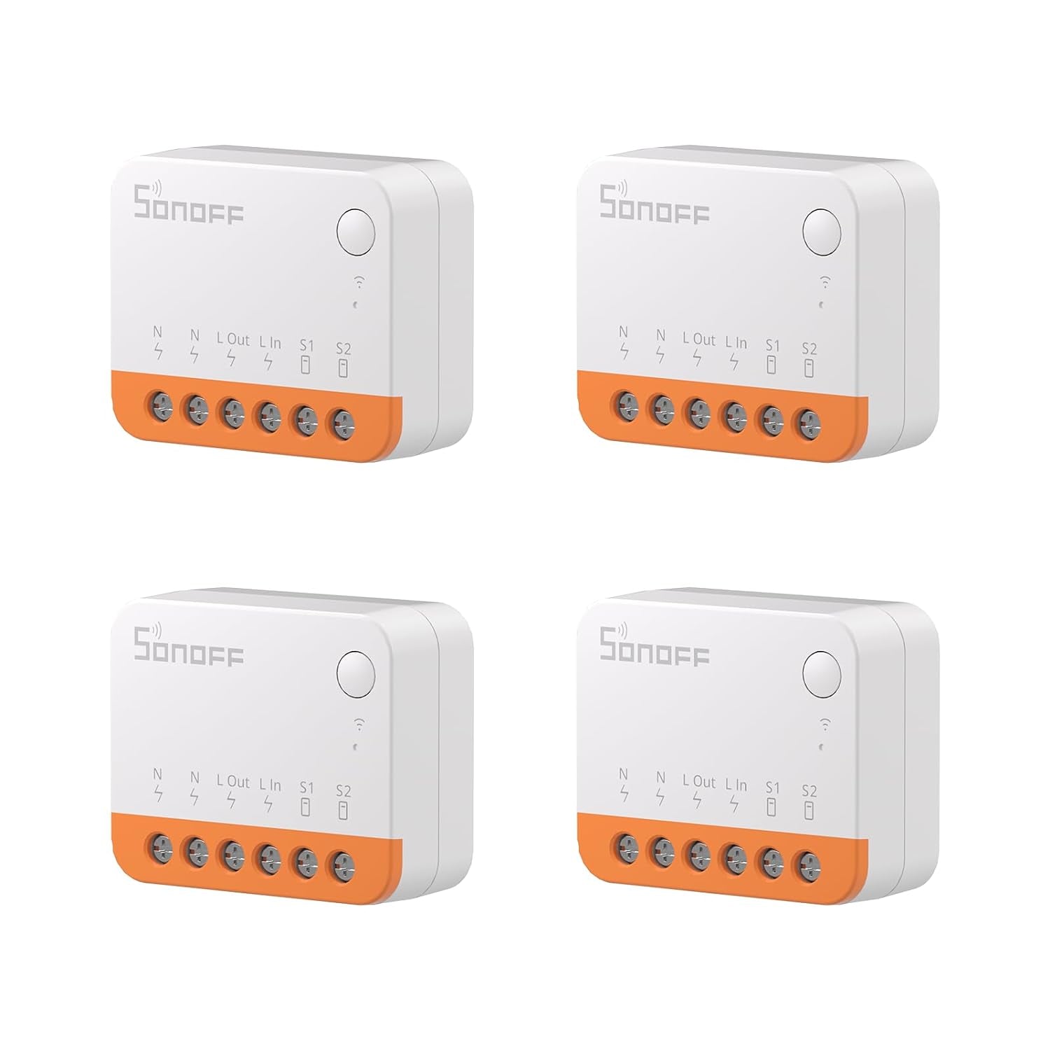 MINIR4 10A Smart WiFi Wireless Light Switch - Universal DIY Module for Smart Home Automation, Compatible with Alexa and Google Home, No Hub Required, Pack of 4