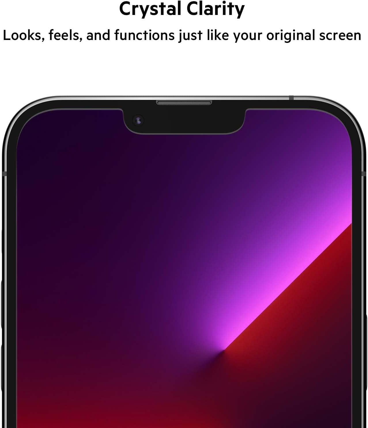 Iphone 14 Plus, Iphone 13 Pro Max Screen Protector Temperedglass, Antimicrobial-Treated, Easy Application Bubble Free with Included Guide Stickers