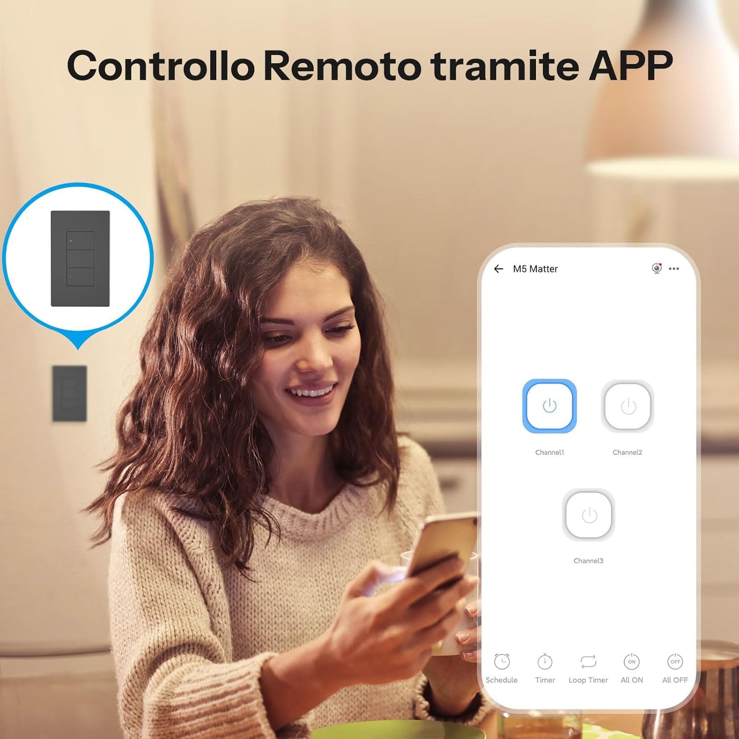 M5 Matter Smart WiFi Light Switch - 3-Gang Wall Switch with Timing and Voice Control, Compatible with Matter, Alexa, and Google Home, Requires Neutral Wire (120 Type)