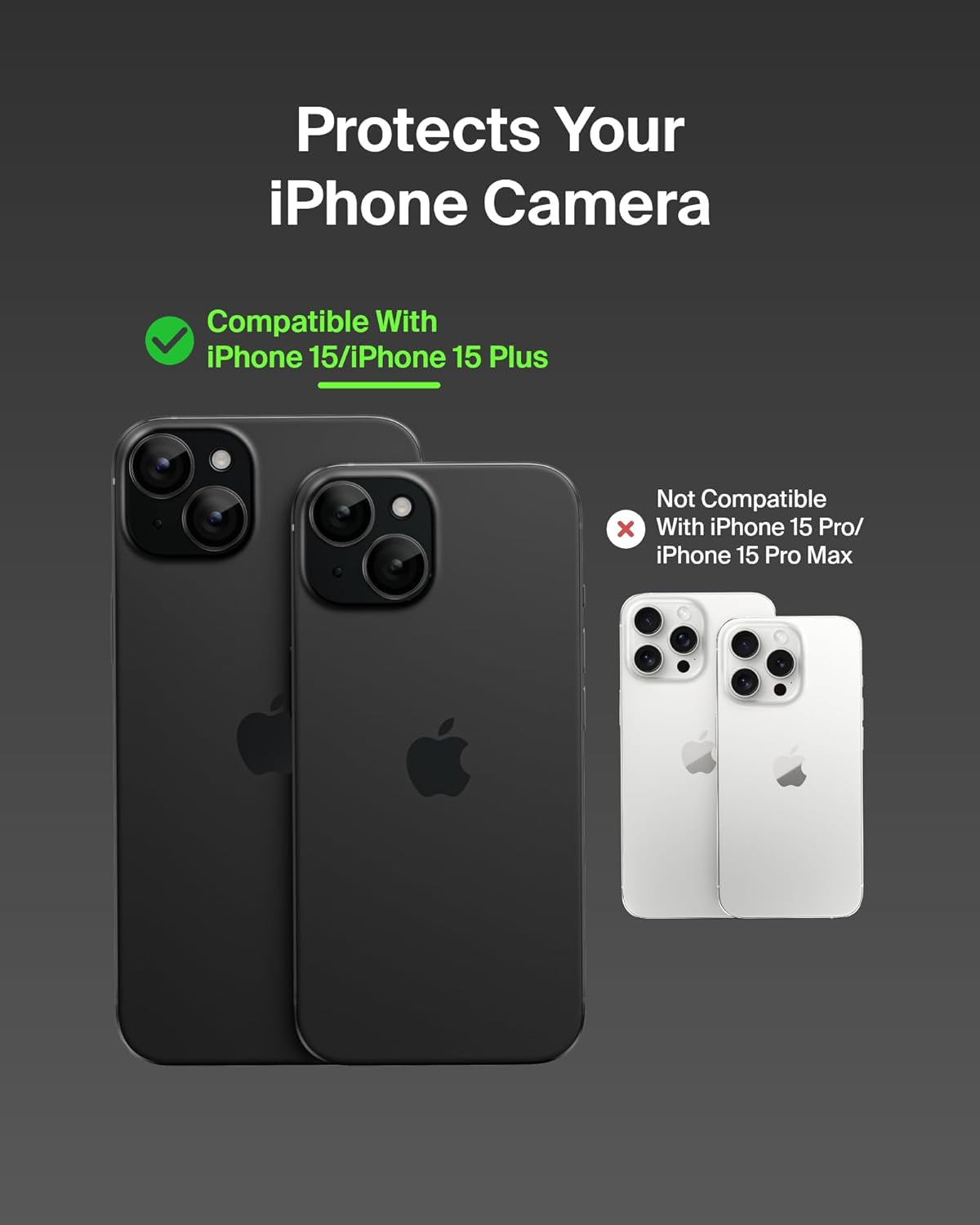 Screenforce Temperedglass Camera Lens Protector for Apple Iphone 15, 15 plus - Case-Compatible Tempered Glass Lens Cover, Apple Iphone Accessories - 2-Pack