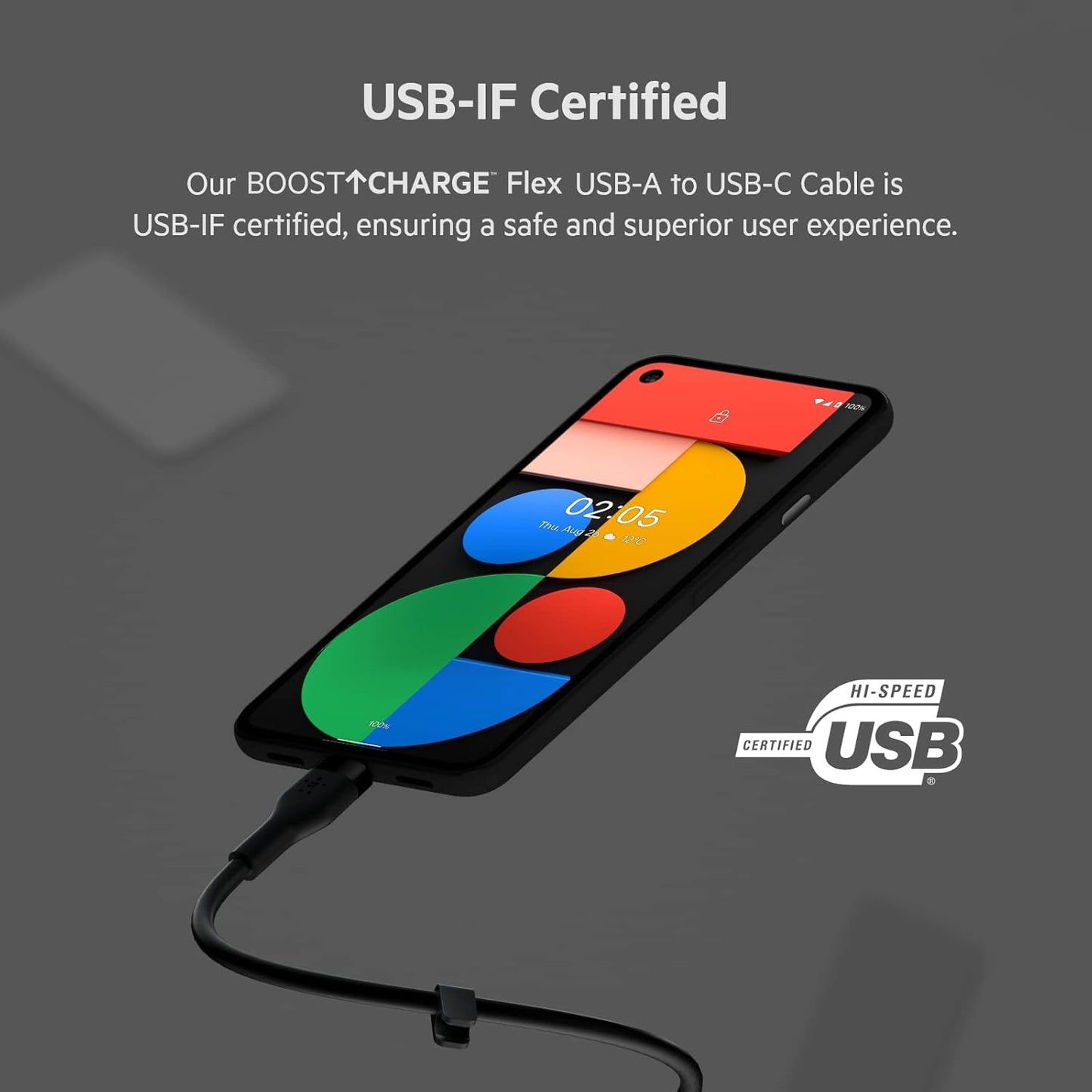 Boostcharge Flex Silicone USB-A to USB-C Cable (2M/6.6Ft) for Iphone 17, Iphone 17 Pro, Galaxy S25, S24, Note, Pixel 9 & 8, Nintendo Switch 2, Carplay & More with Cable Clip - Black