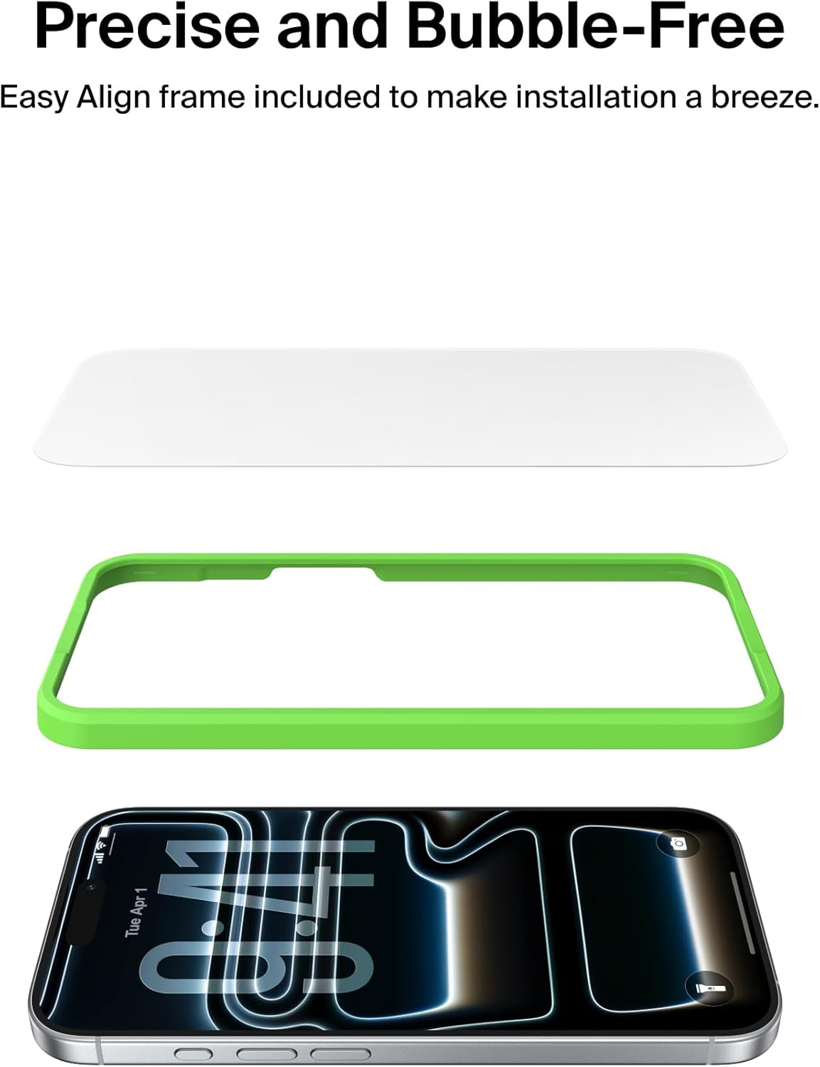 Screenforce Temperedglass Screen Protector for Iphone 17 Pro, Scratch-Resistant Impact Protection W/Included Easy Align Tray for Bubble Free Application, Recycled Glass - 2 Pack