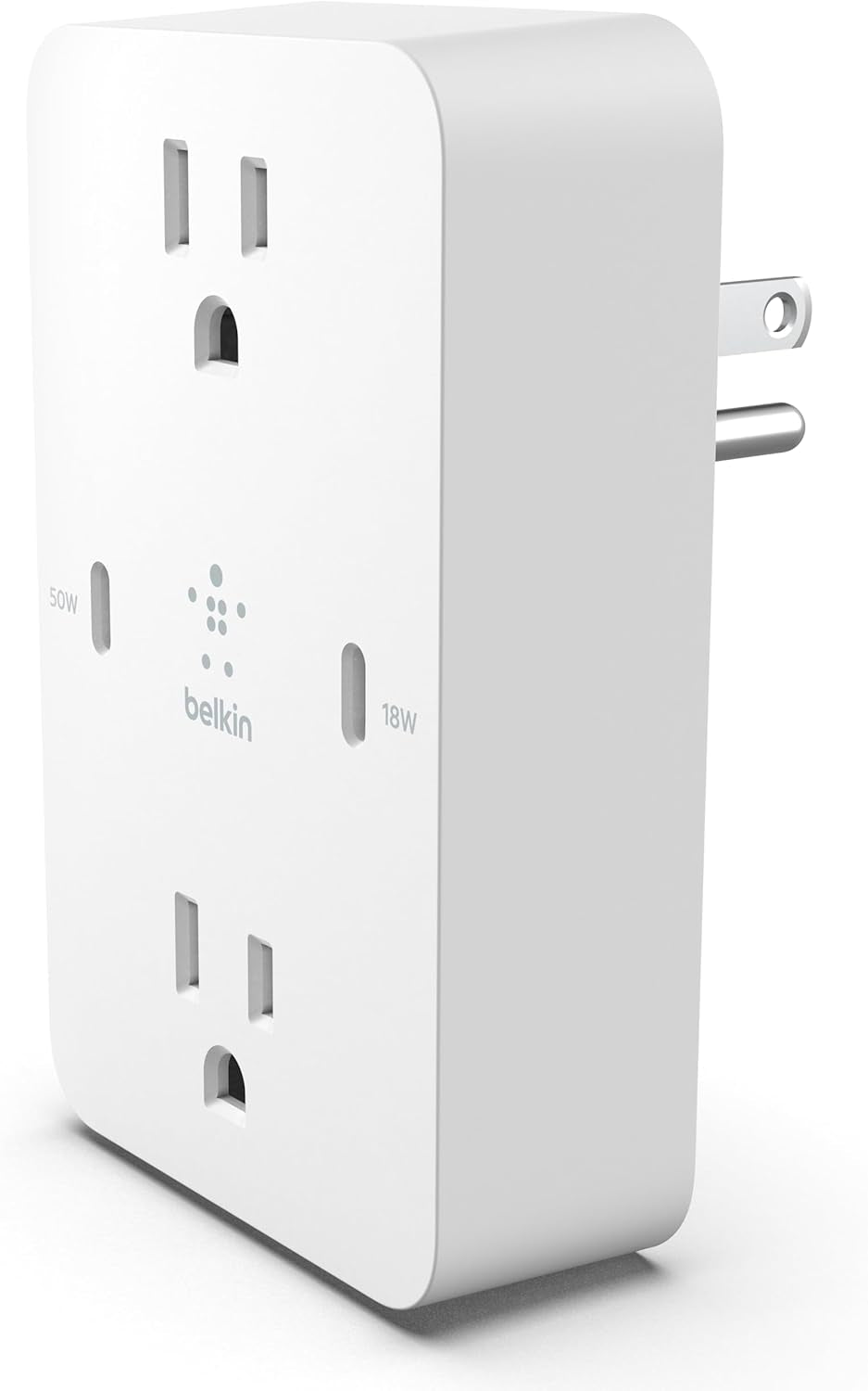 Multi-Outlet Extender, Fast Charging USB-C Plug Adapter - Safe Charge for Macbook Pro, Chromebook, Apple Iphone 17, Air, 16, 15, 14, Samsung Galaxy S25, Nintendo Switch 2, & More - White