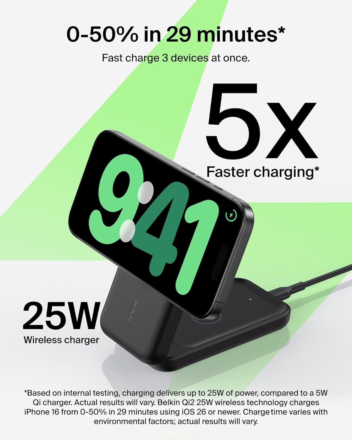 Magsafe Charger Compatible, 3-In-1 Charging Station, Qi2.2 25W Magnetic Wireless Charger Dock, Foldable Charging Stand for Iphone 17/16/15, Apple Watch, Airpods, Pixel 10 (45W Adapter Included)