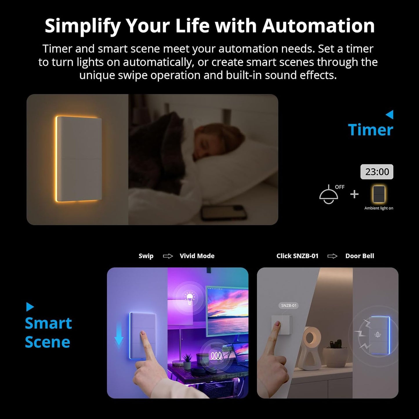 Smart Light Switch with 2.4GHz Wi-Fi, Neutral Wire Required, Voice Control Compatible with Alexa and Google Home, Touch Button, Wall Mounted, T5 3 Gang 1 Way