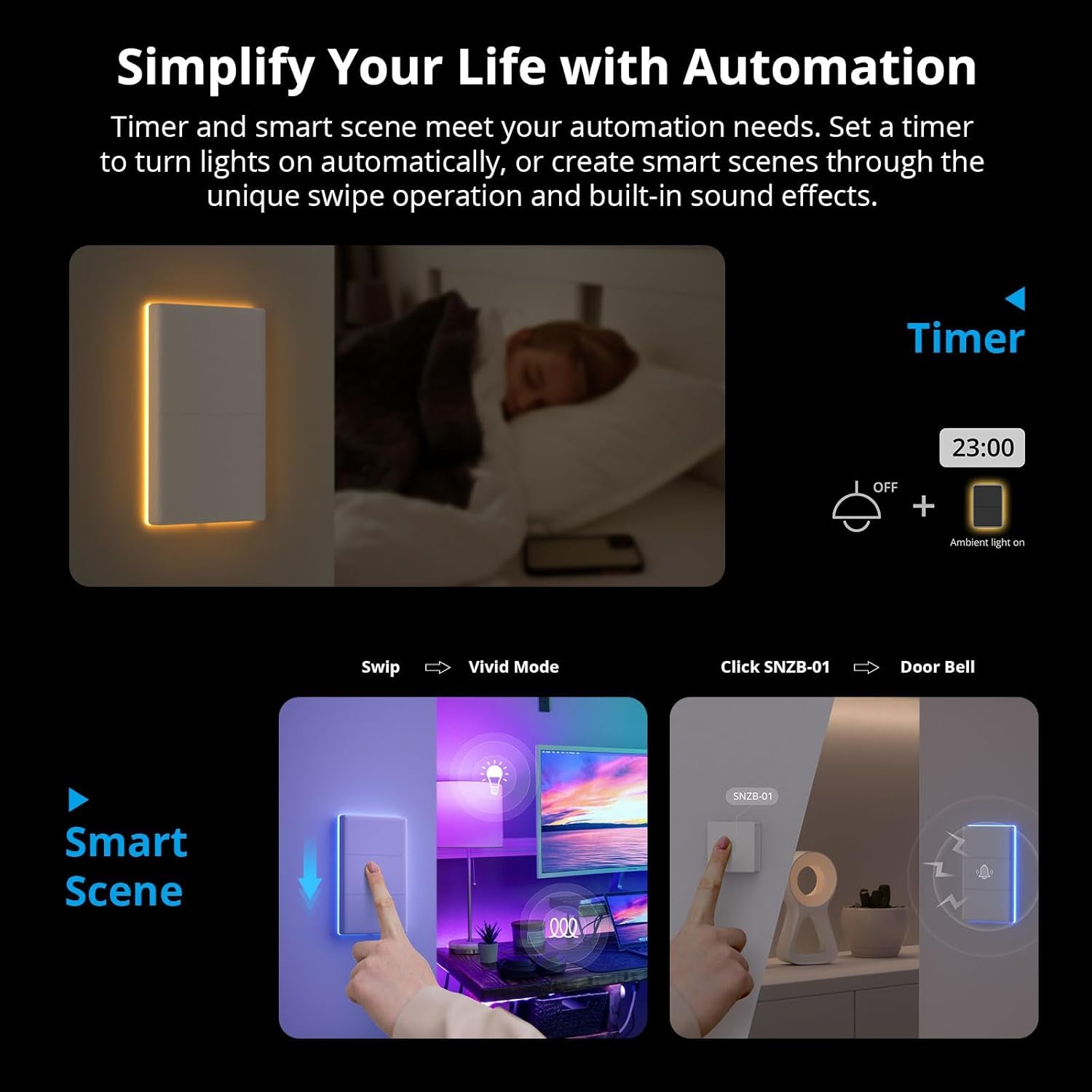 Smart Light Switch with 2.4GHz Wi-Fi, Neutral Wire Required, Voice Control Compatible with Alexa and Google Home, Touch Button, Wall Mounted, T5 3 Gang 1 Way