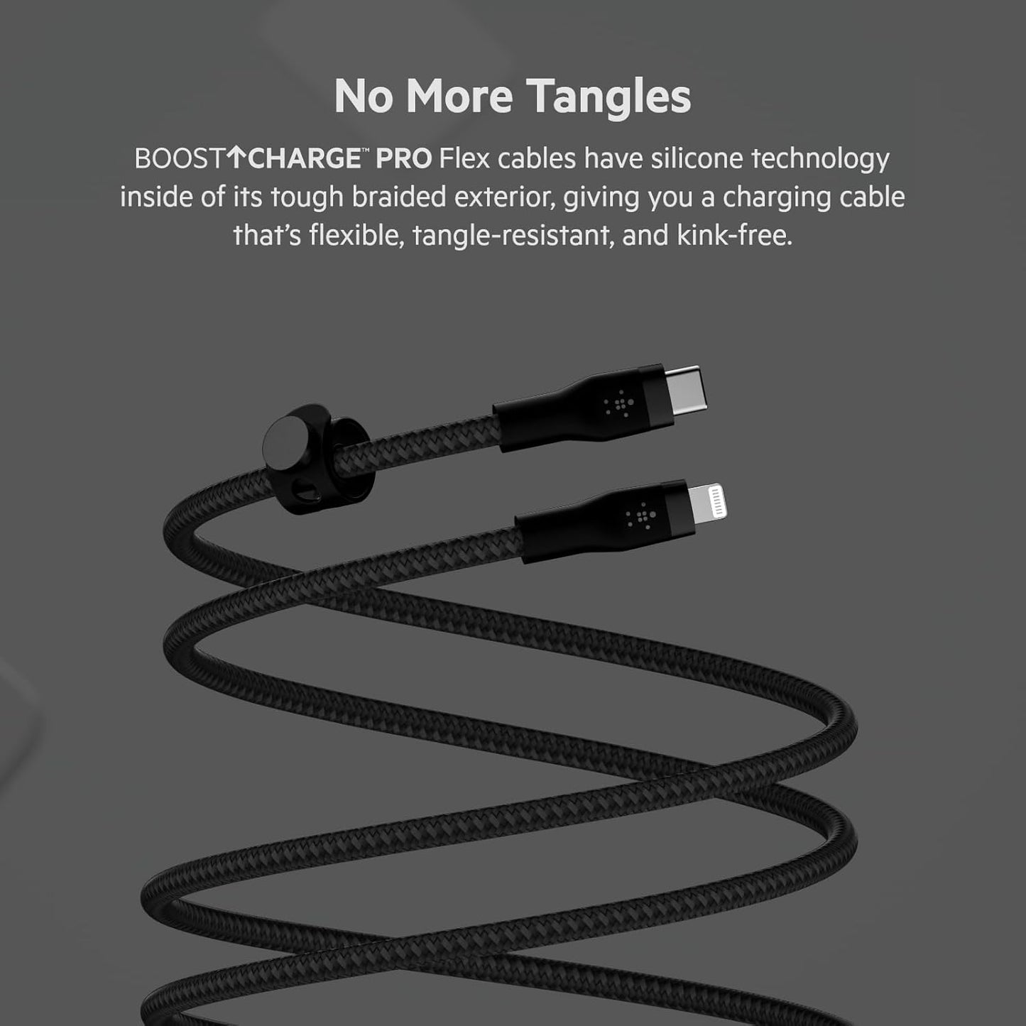 Boostcharge Pro Flex Braided USB Type C to Lightning Cable (3M/10Ft), Mfi Certified 20W Fast Charging PD Power Delivery for Iphone 14, Iphone 13, 12, 11, Pro, Max, Mini, SE, Ipad - Black