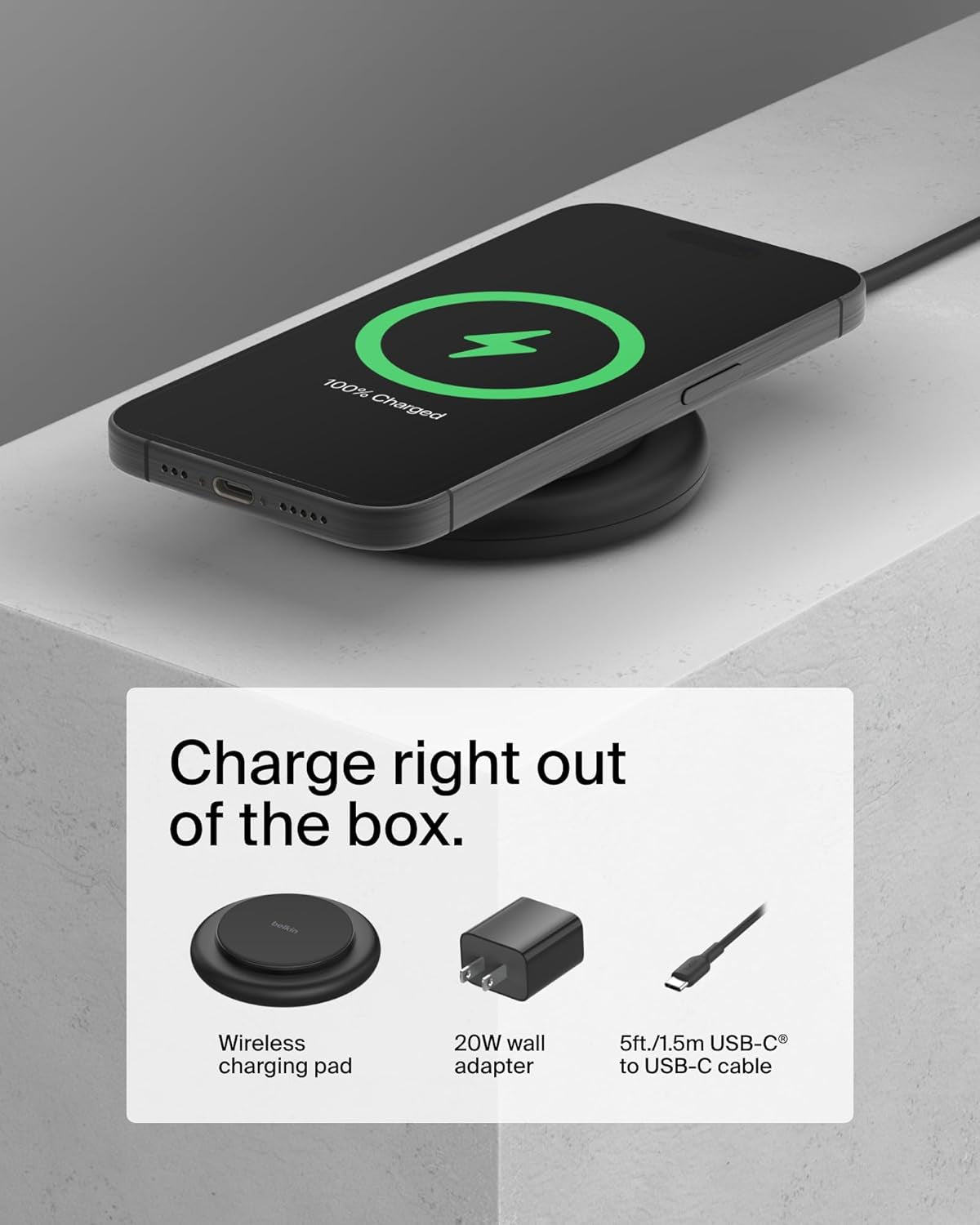 Magnetic Wireless Charging Pad 15W - Magsafe-Compatible Qi2-Certified Wireless Charger for Iphone 16 Series, Samsung Galaxy S25, Airpods, & More W/Non-Slip Base, Power Supply Included - Black