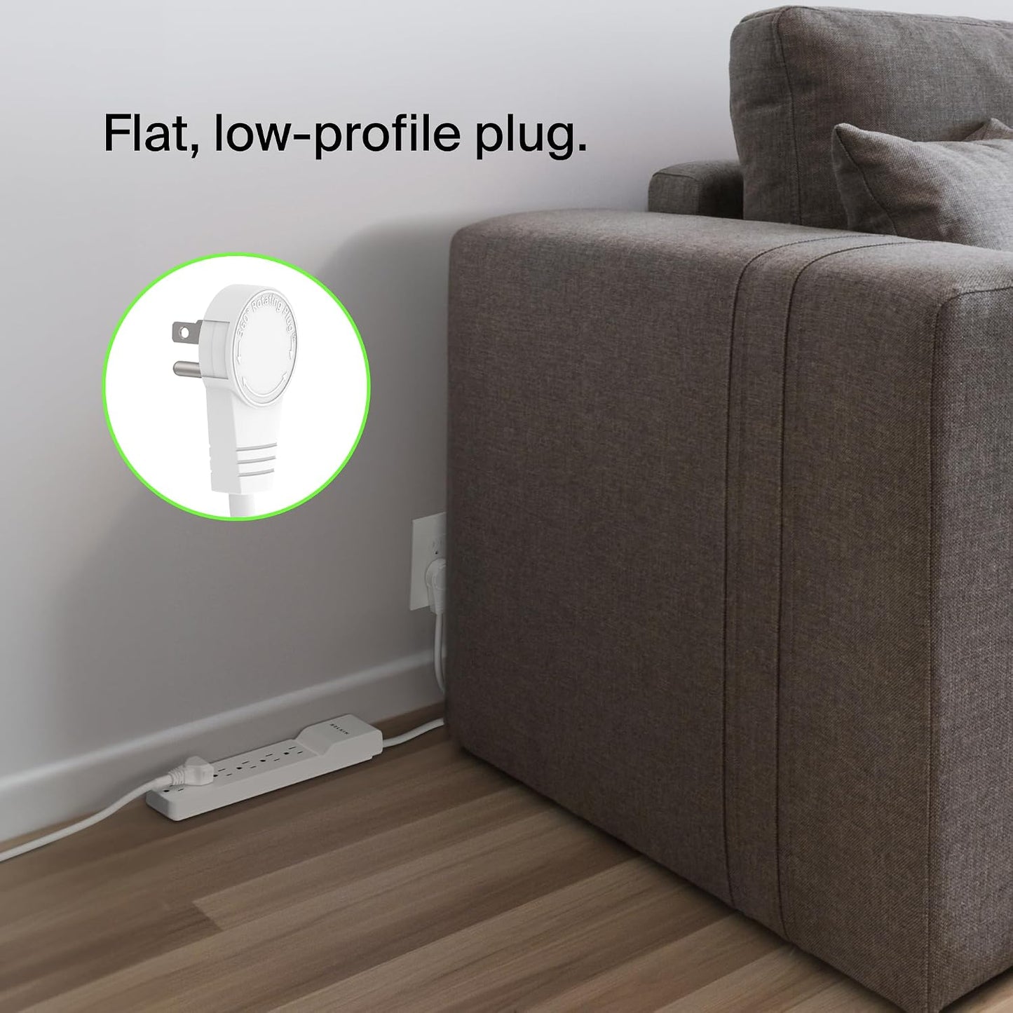 Belkin 6-Outlet Power Strip Surge Protector W/Flat Rotating Plug, 6Ft Cord – Ideal for Personal Electronics, Small Appliances and More (1080 Joules), White, 6' - 6 Pack