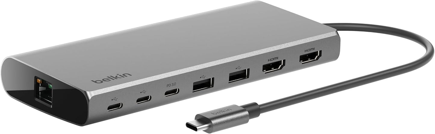 Inc015Btsgy-Cz 8-In-1 USB Hub with 4K Dual Display, 1Gbps, 10Gbps, Data Transfer, 100W, PD, Siliconmotion, Compatible with Macbook M1, M2, M3, Windows, Chromebook, USB-C Cable (22Cm)