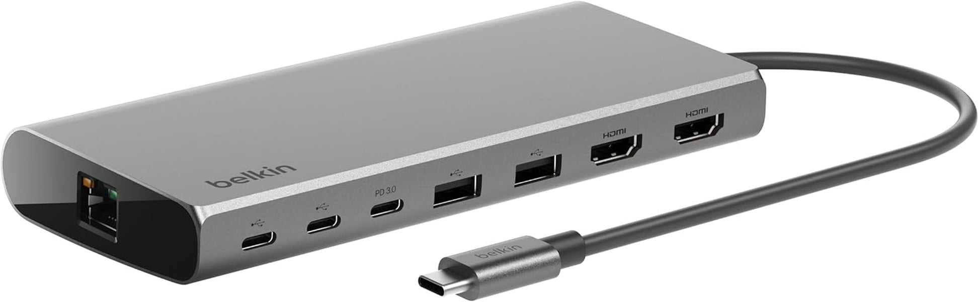 Inc015Btsgy-Cz 8-In-1 USB Hub with 4K Dual Display, 1Gbps, 10Gbps, Data Transfer, 100W, PD, Siliconmotion, Compatible with Macbook M1, M2, M3, Windows, Chromebook, USB-C Cable (22Cm)