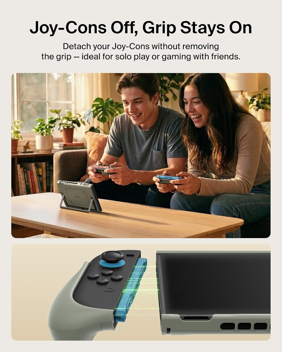 Nintendo Switch 2 Case Grip, Dockable & Quick-Release Design, Ergonomic Non-Slip, Kickstand Compatible Protective Case, Detachable & Comfortable Joy-Con 2 Handheld Grip, Travel Controller Case