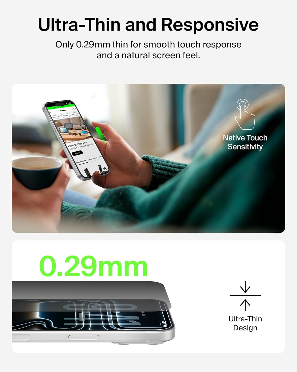Screenforce Invisiglass Privacy Screen Protector for Iphone 17 Pro, Scratch-Resistant Impact Protection W/Included Easy Align Tray for Bubble Free Application - Made with Recycled Glass