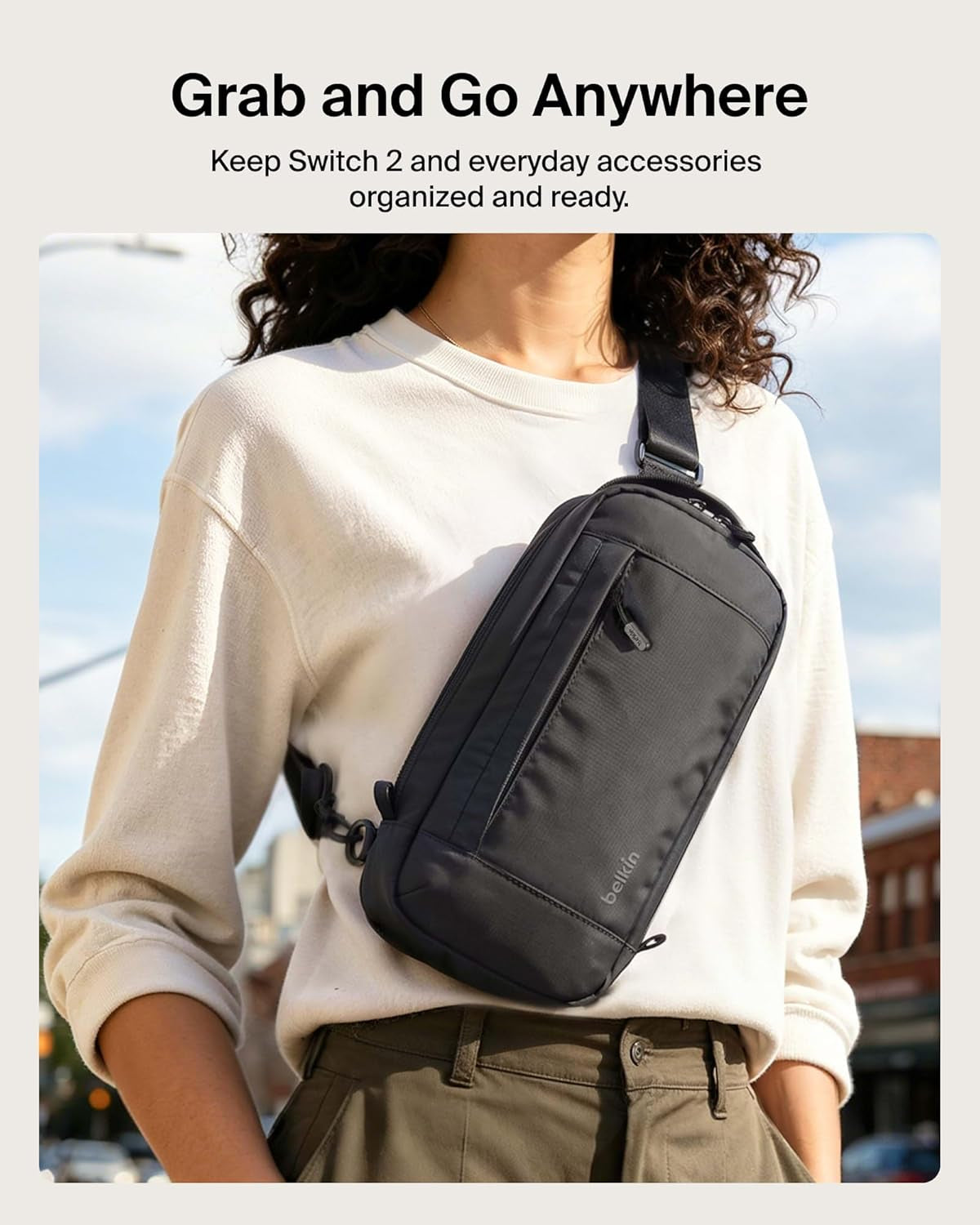 Nintendo Switch 2 Carrying Case, Sling Crossbody Travel Bag, Fits up to 2 Pro Controllers with 10 Game Cartridge Slots, Soft Interior & Lightweight Protective Gaming Pouch, Switch 2 Accessories