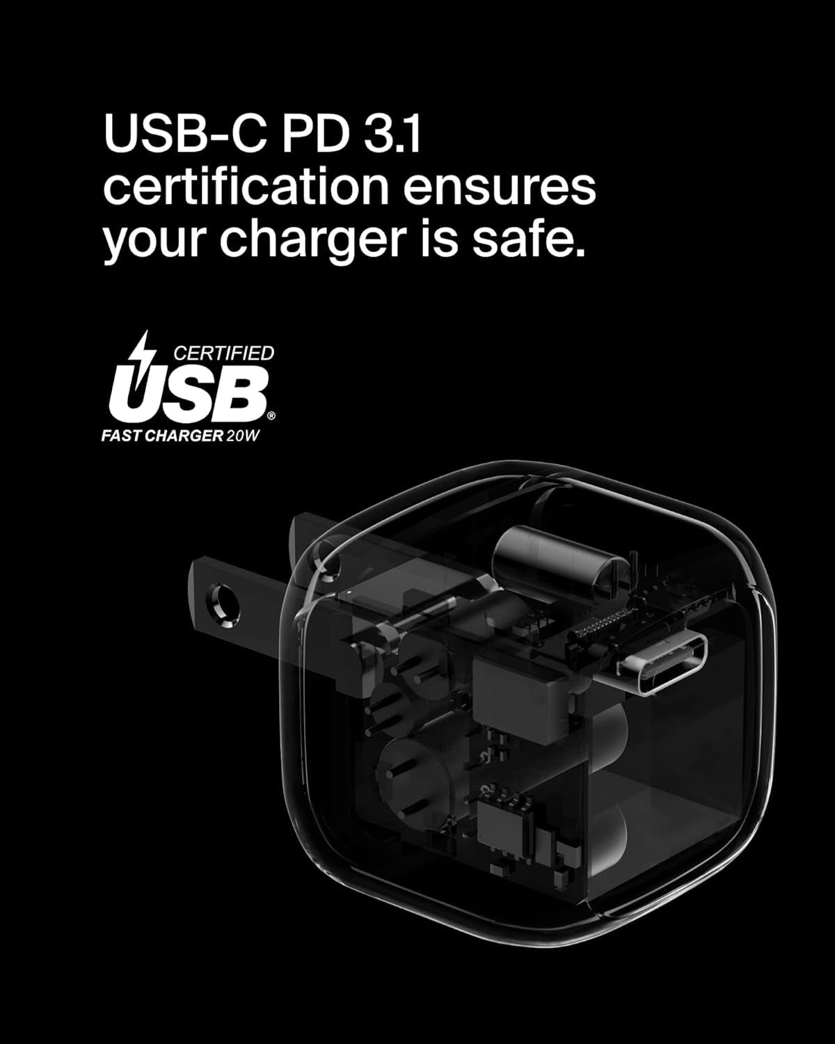 Compact Charger Block 20W, USB-C Fast Charging - Apple Iphone 17, Air, Pro, Pro Max, Samsung Galaxy S25, Ipad, Airpods, Apple Watch, Nintendo Switch 2, Google Pixel 10, Etc. - White