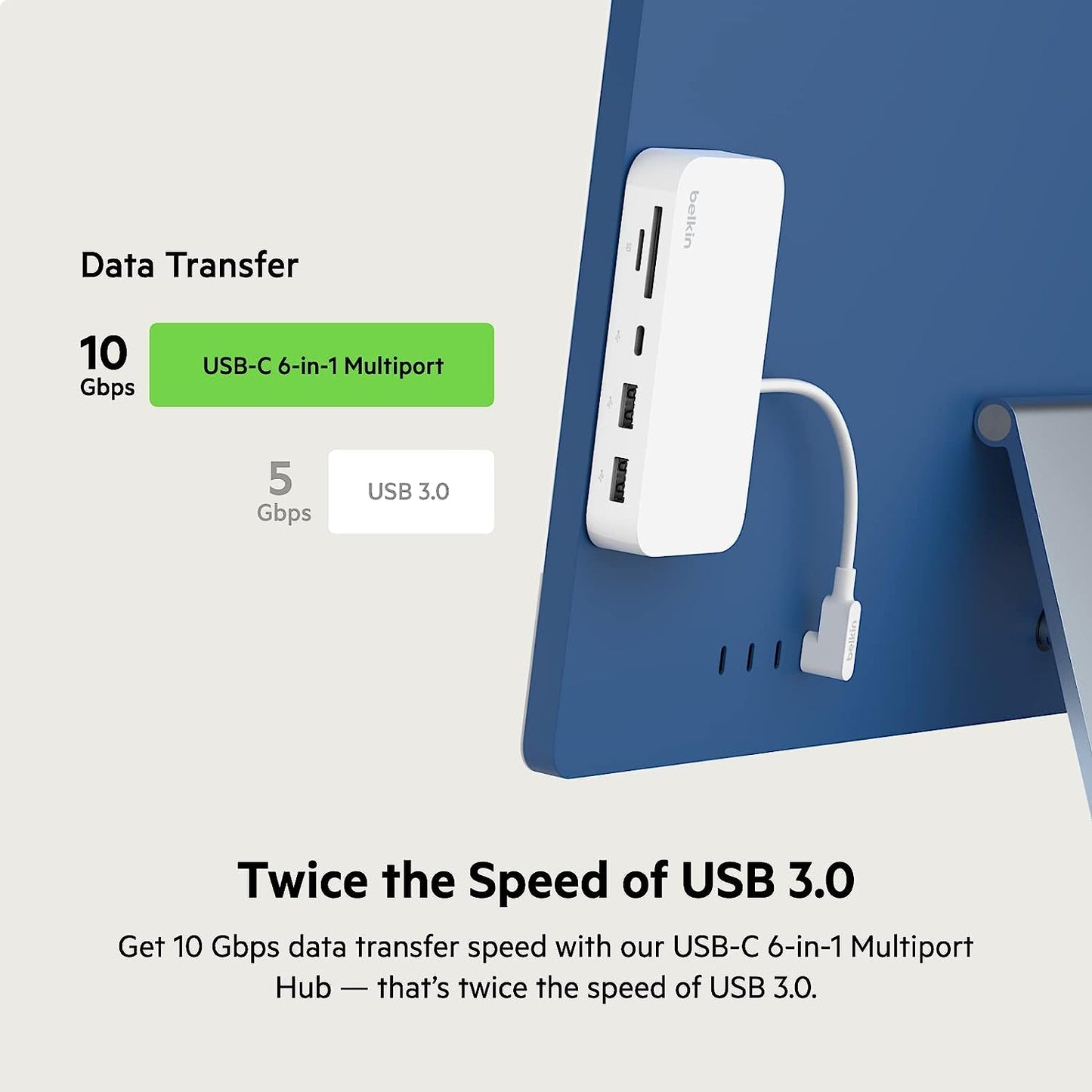 6-In-1 USB-C Hub, Imac 24 Inch Docking Station with SD & Microsd Card Reader, Gigabit Ethernet, 2 USB-A Ports, and USB-C Port for Fast Data Transfers and Peripherals