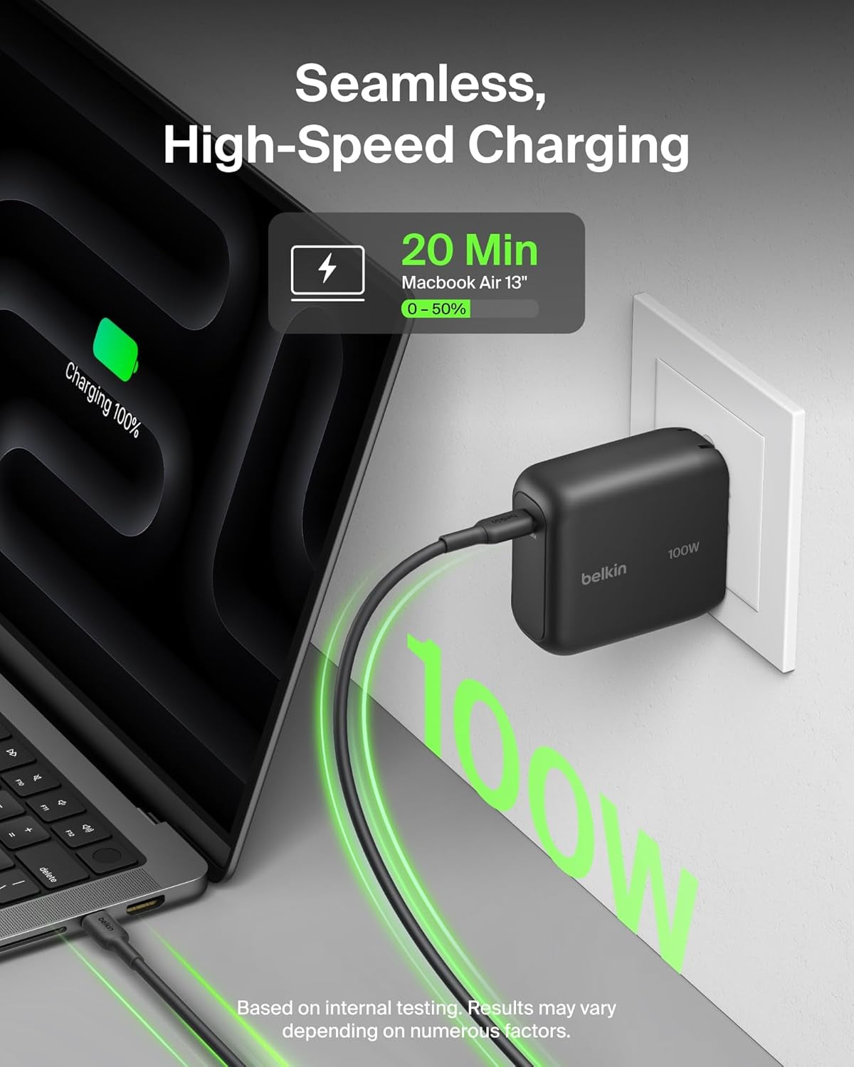 USB C Wall Charger 100W - Compact Gan Charger for Macbook Pro/Air, Chromebook, Dell, Ipad, Tablet, Iphone 17, Samsung Galaxy S26, Airpods - USB C Charging Cable Included - Travel Essentials