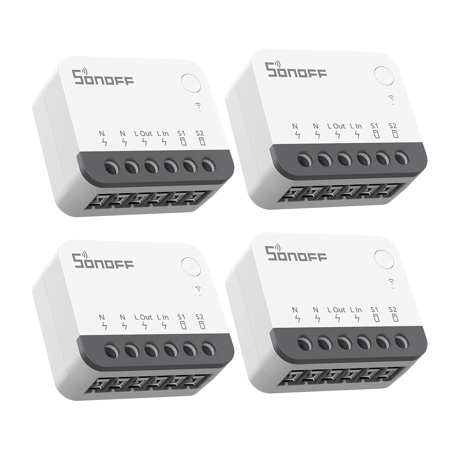 Zigbee 3.0 Smart Relay Switch - Mini In-Wall Light Switch Module, Compatible with Alexa, Google Home, and SmartThings, ZBMINIR2 4-Pack (Zigbee Hub & Neutral Wire Required)