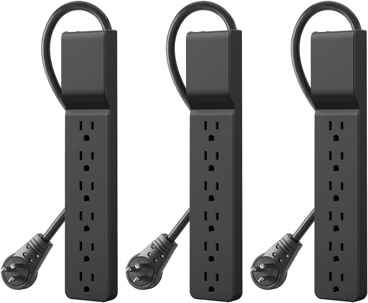 Belkin Power Strip Surge Protector with 6 AC Multiple Outlets - Flat Rotating Plug, 6 Ft Long Heavy-Duty Extension Cord for Home, Office, Travel, Computer Desktop & Charging Brick (600 Joules) 3PK
