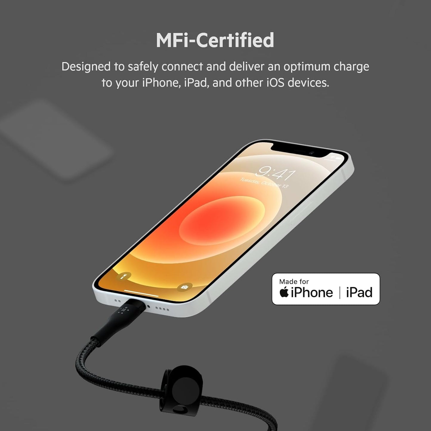 Boostcharge Pro Flex Braided USB Type a to Lightning Cable (2M/6.6FT), Mfi Certified Charging Cable for Iphone 13, 12, 11, Pro, Max, Mini, SE, Ipad and More, 2-Pack, Black