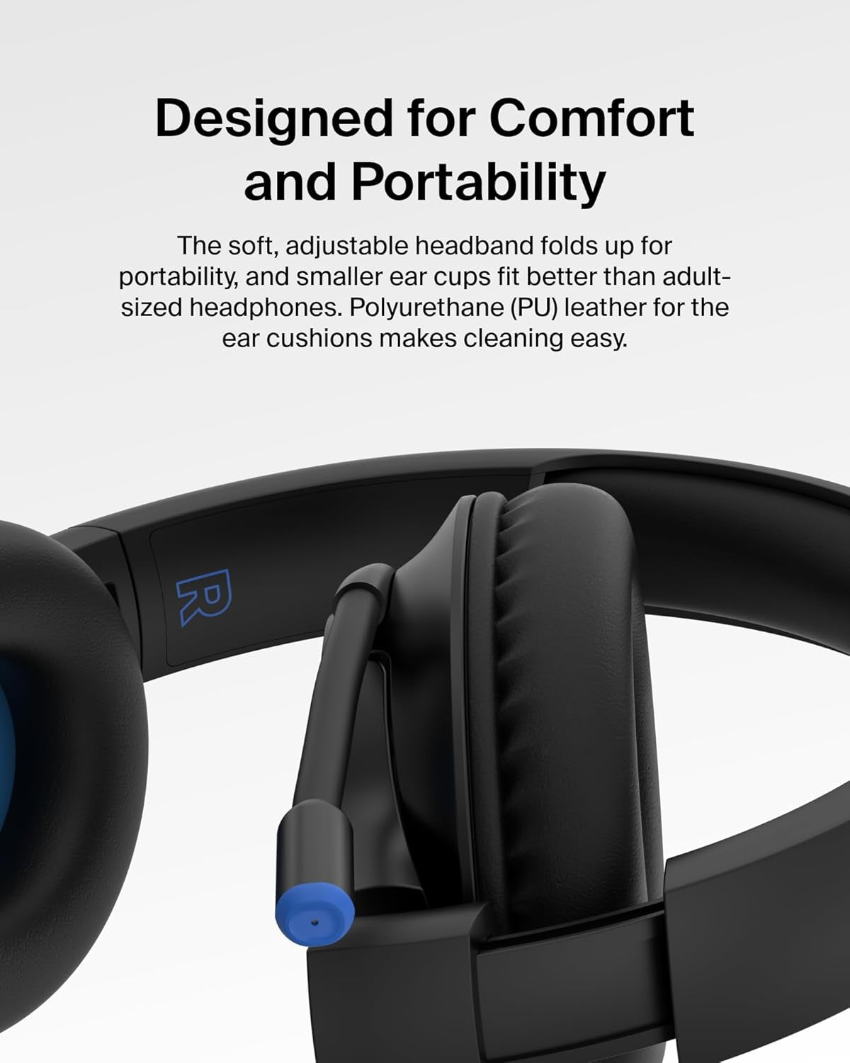 Soundform Inspire Wired Over-Ear Headset for Kids, Online Learning & Travel W/Built-In Boom Mic, 85Db Safe Volume Limit - USB-C & 3.5Mm - Compatible W/Iphone, Ipad, Galaxy & More - Black