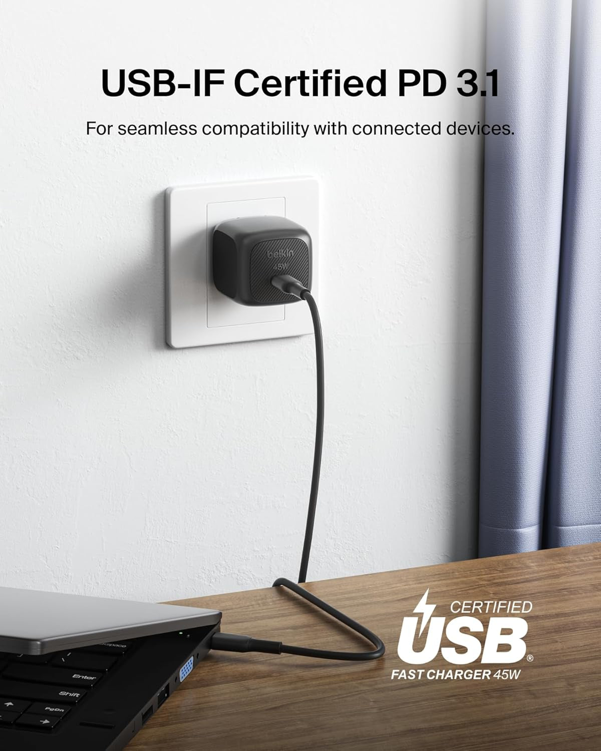 45 Watt USB C Charger Block (2 Pack), USB-C Cable Included, PD3.1 PPS Fast Charging, Samsung Galaxy S26, S25, Apple Iphone 17, Air, Pro, Pro Max, Google Pixel 10, Nintendo Switch, Etc - Black