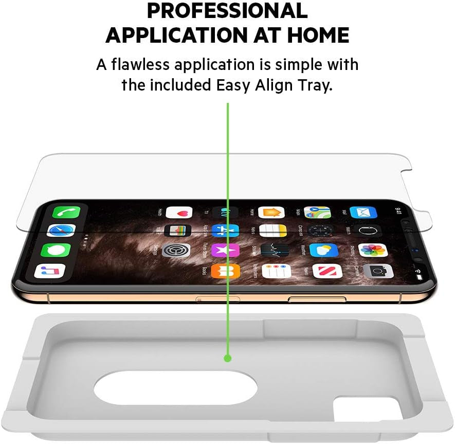 Screen Protector for Apple Iphone 11 Pro, Iphone XS or Iphone X with Antimicrobial-Treated Coating and Included Easy Align Tray for Simple, Bubble Free Installation, Screenforce Temperedglass
