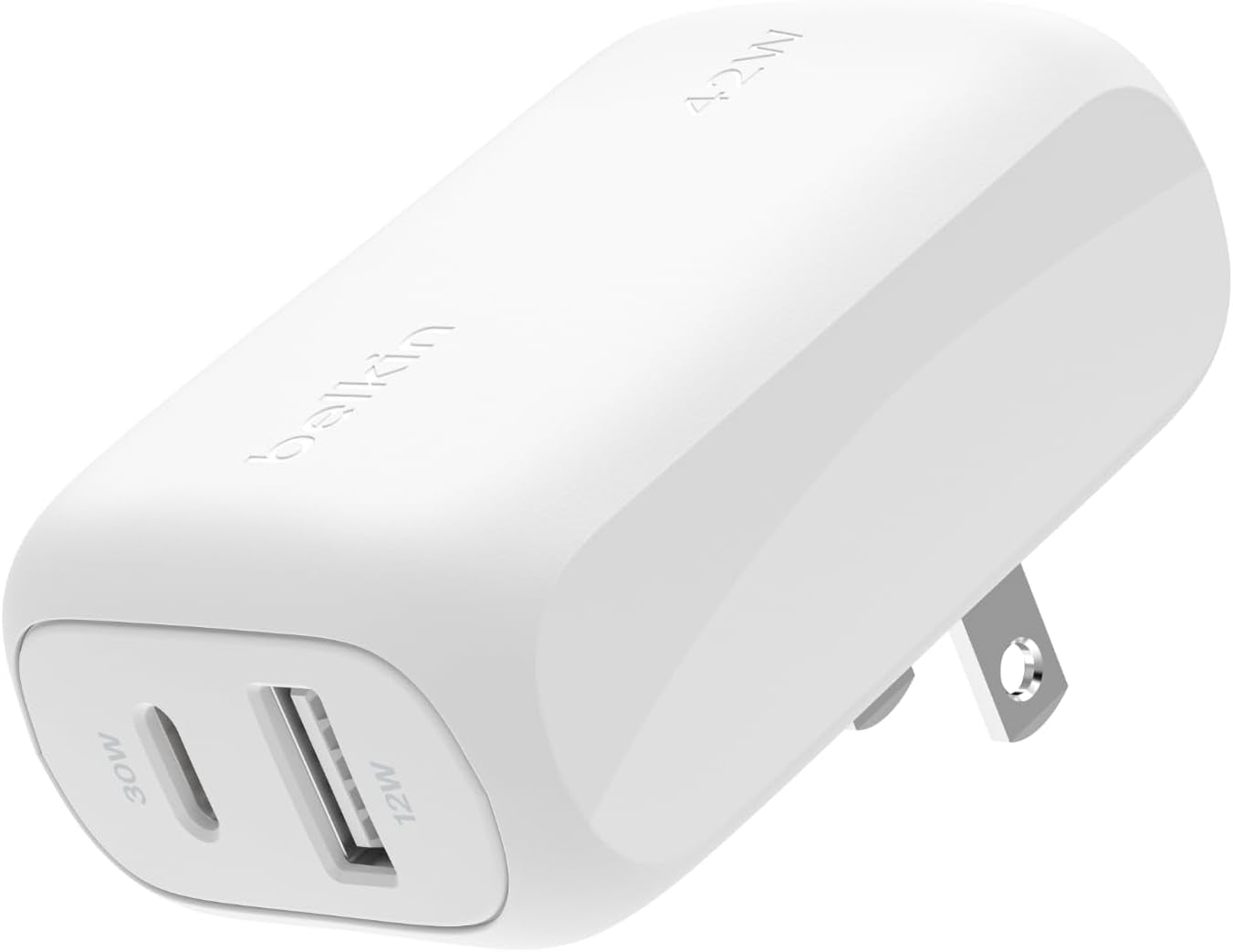 Dual Port Charger Block 42W, USB-C + USB-A Charger - Super Fast Charging - Samsung Galaxy S25, Apple Iphone 17, Air, Pro, Pro Max, Ipad, Macbook, Google Pixel, Nintendo Switch 2 & More - White