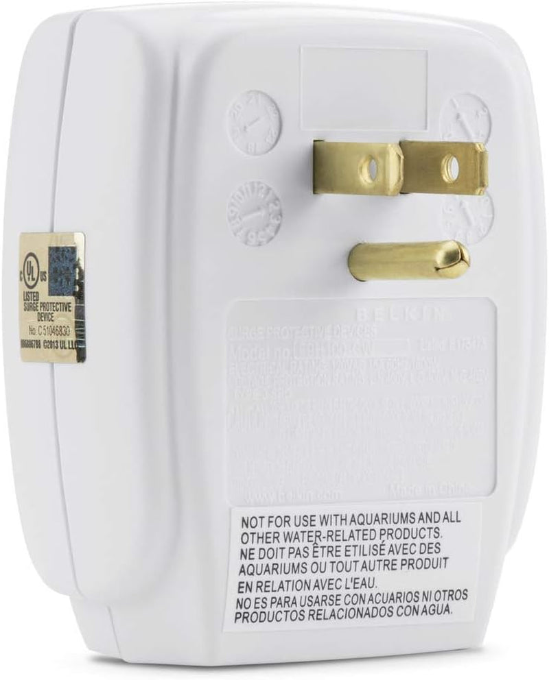Belkin 1-Outlet Home Series Surgecube - Grounded Outlet Portable Wall Tap Adapter with Ground & Protected Light Indicators for Office, Charging Brick - White, ABS, 885 Joules