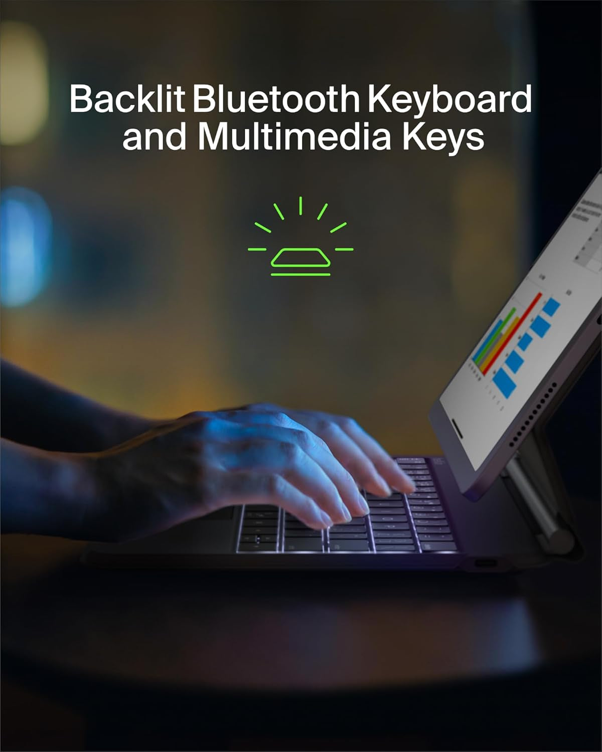 Pro Keyboard Case W/Magnetic Stand, Backlit Bluetooth Keyboard, Multi-Gesture Controls, Magnetic Apple Pencil Storage Compatibility, & Multimedia Keys for Ipad Pro 11" (M4/M5) - Black