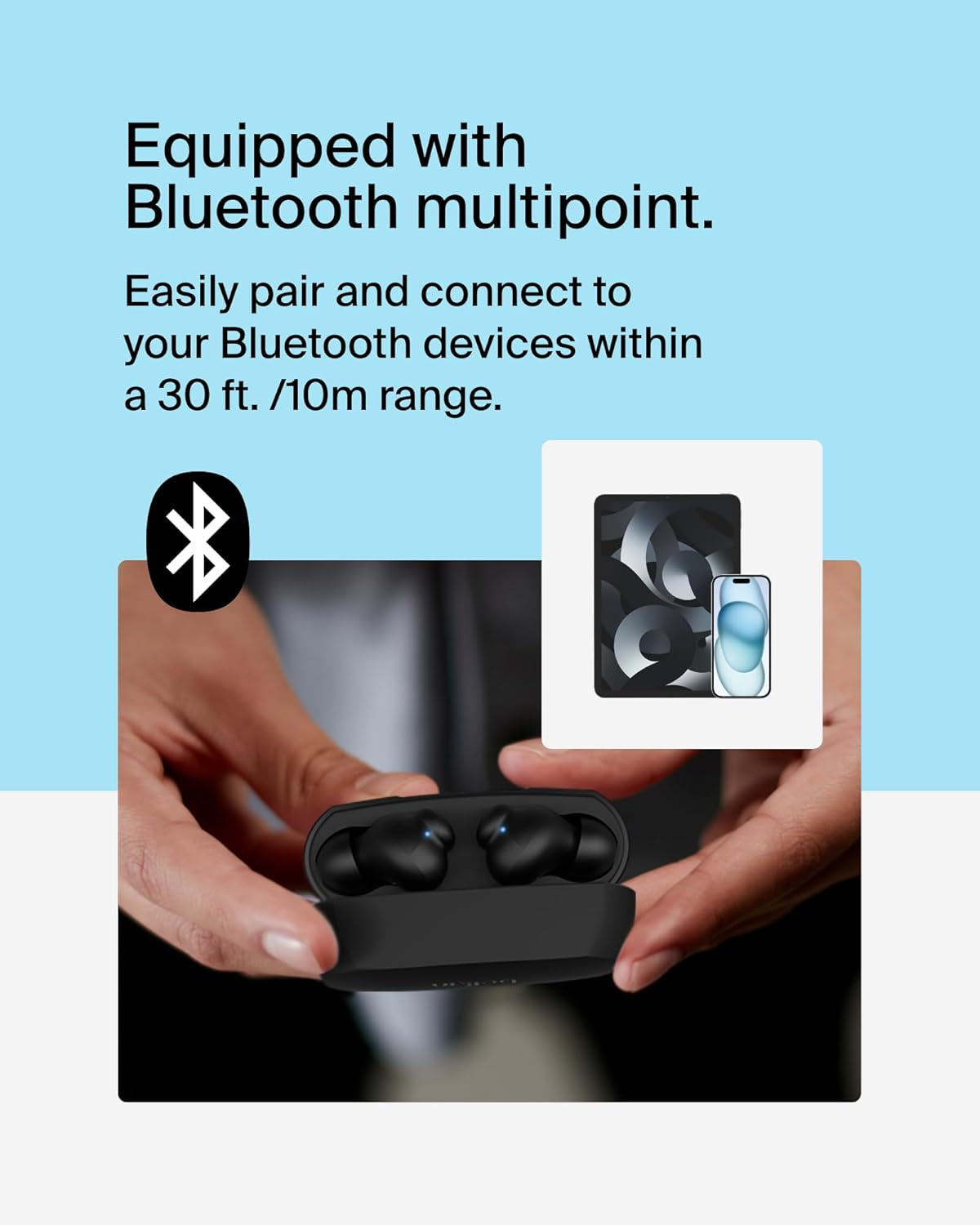 Soundform Rhythm True Wireless Earbuds with Built-In Microphone, USB-C Fast Charging, 28H Battery Life, IPX5 Water Resistance - Bluetooth Earbuds for Iphone, Ipad, Galaxy, Pixel, & More - Black