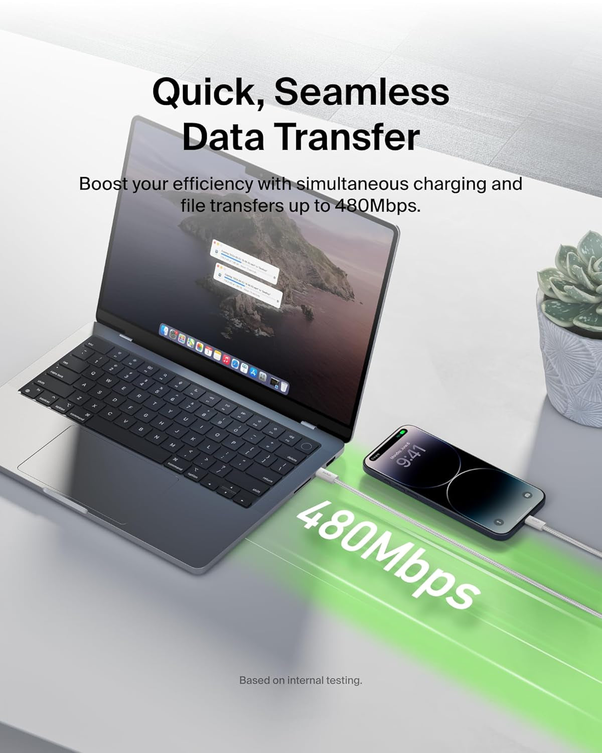 USB C Cable W/Lightning Connector, 6.6Ft - Soft, Flexible Fast-Charging Cable, Lightning Charger Cord for Iphone 14 & Earlier Series, Ipad 9Th Gen, Airpods & More - White