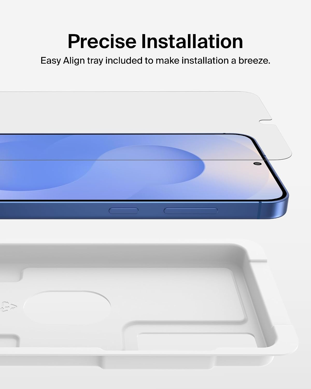Screenforce Invisiglass Treated Screen Protector for Samsung Galaxy S25+, 9H Hardness, Scratch-Resistant Impact Protection W/Align Tray for Easy Application - Made with Recycled Glass