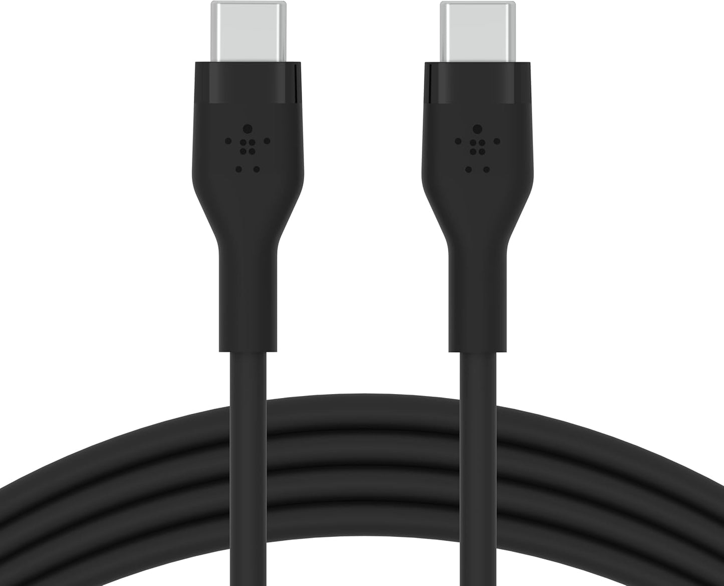 Boostcharge Flex Silicone USB-C to USB-C Charging Cable (1M/3.3FT) for Iphone 16, Iphone 16 Pro, Galaxy S25, S24, Pixel 9 & 8, Nintendo Switch 2 & More with Cable Clip - Black