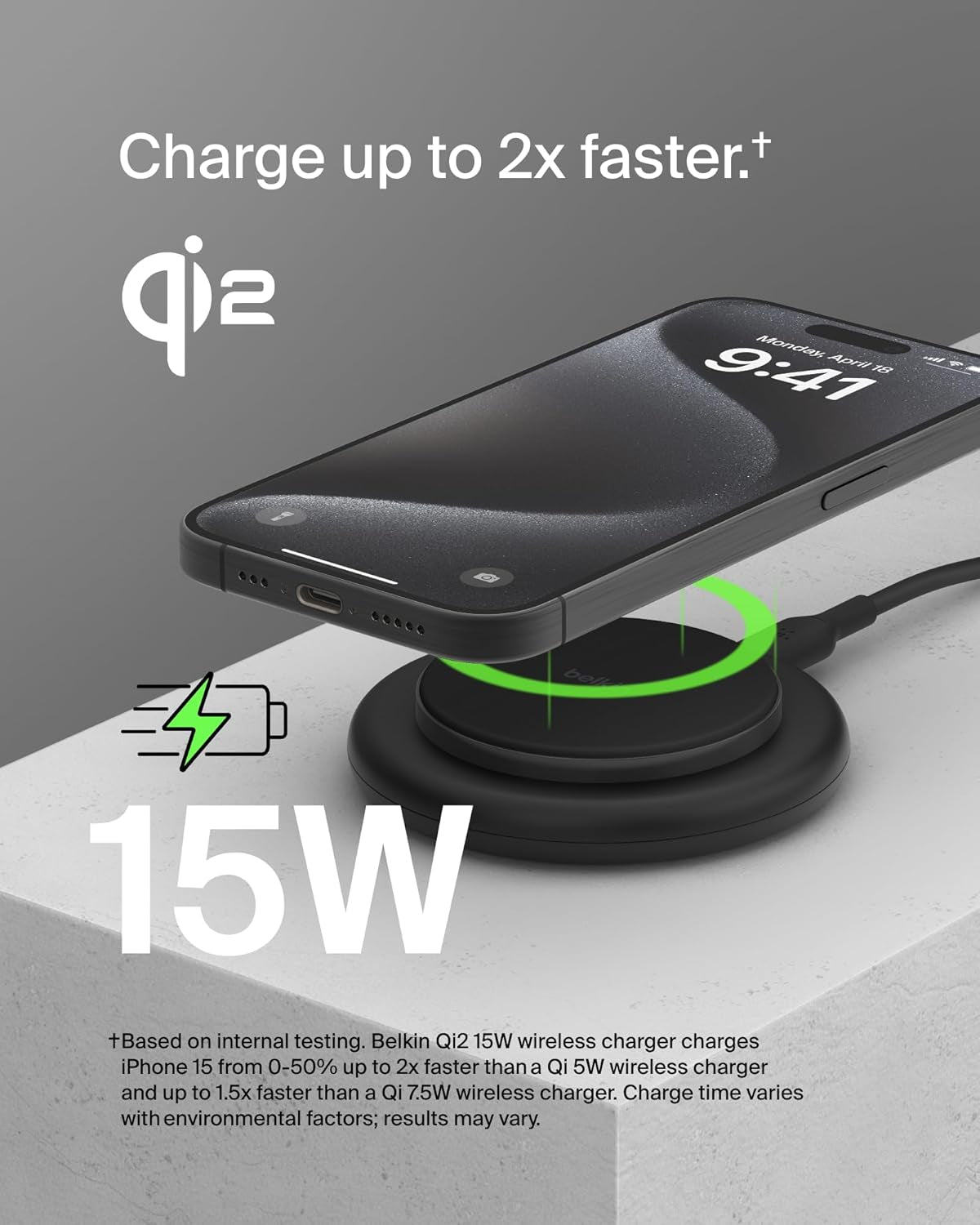 Magnetic Wireless Charging Pad 15W - Magsafe-Compatible Qi2-Certified Wireless Charger for Iphone 16 Series, Samsung Galaxy S25, Airpods, & More W/Non-Slip Base, Power Supply Included - Black