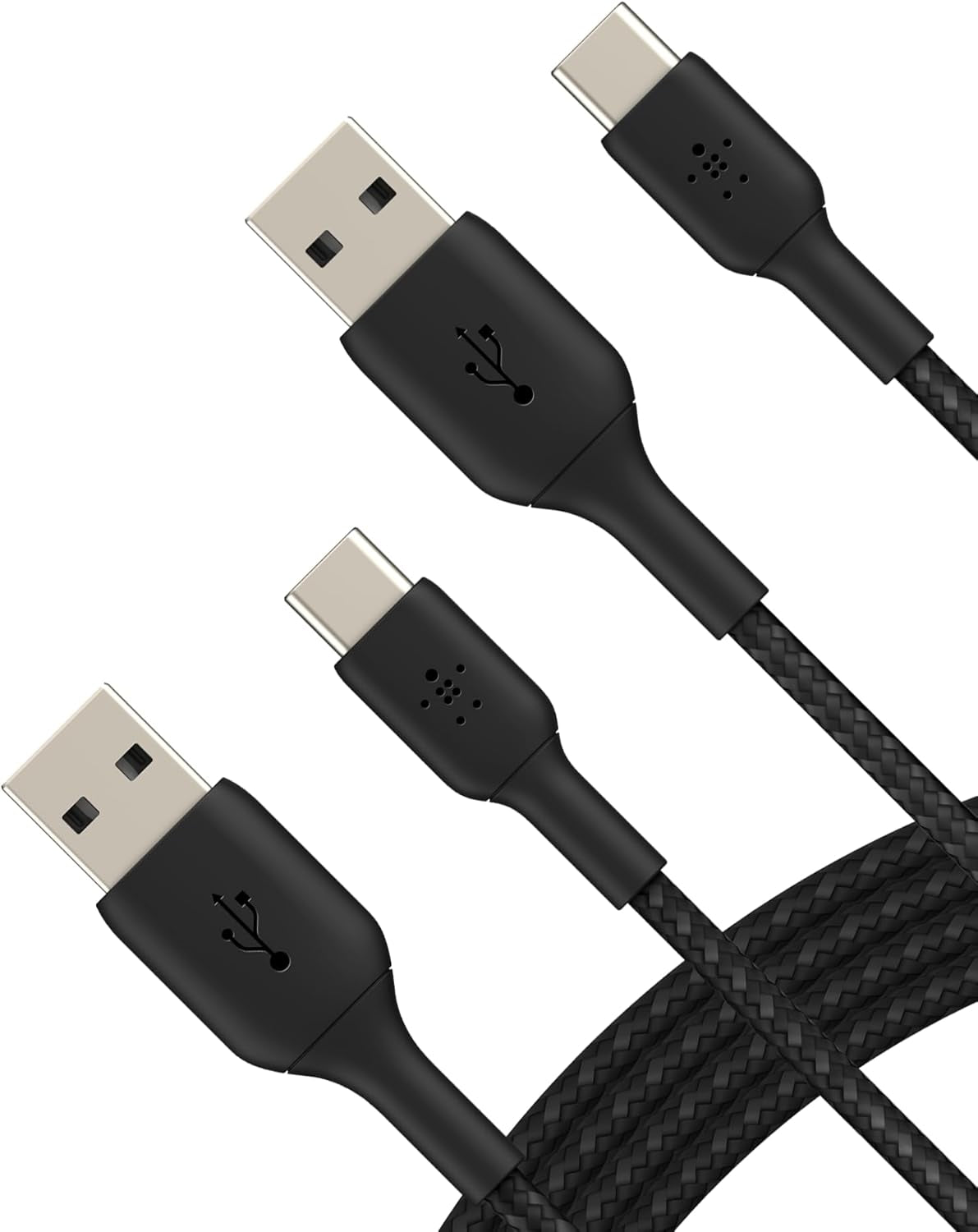 Boostcharge Braided USB-C to USB-A Charging Cable (3.3Ft/1M) for Iphone 17 & 16 Series, Samsung Galaxy S25 Series, Google Pixel 10, Ipad Pro, Nintendo Switch 2, Carplay, & More - Black (2-Pack)