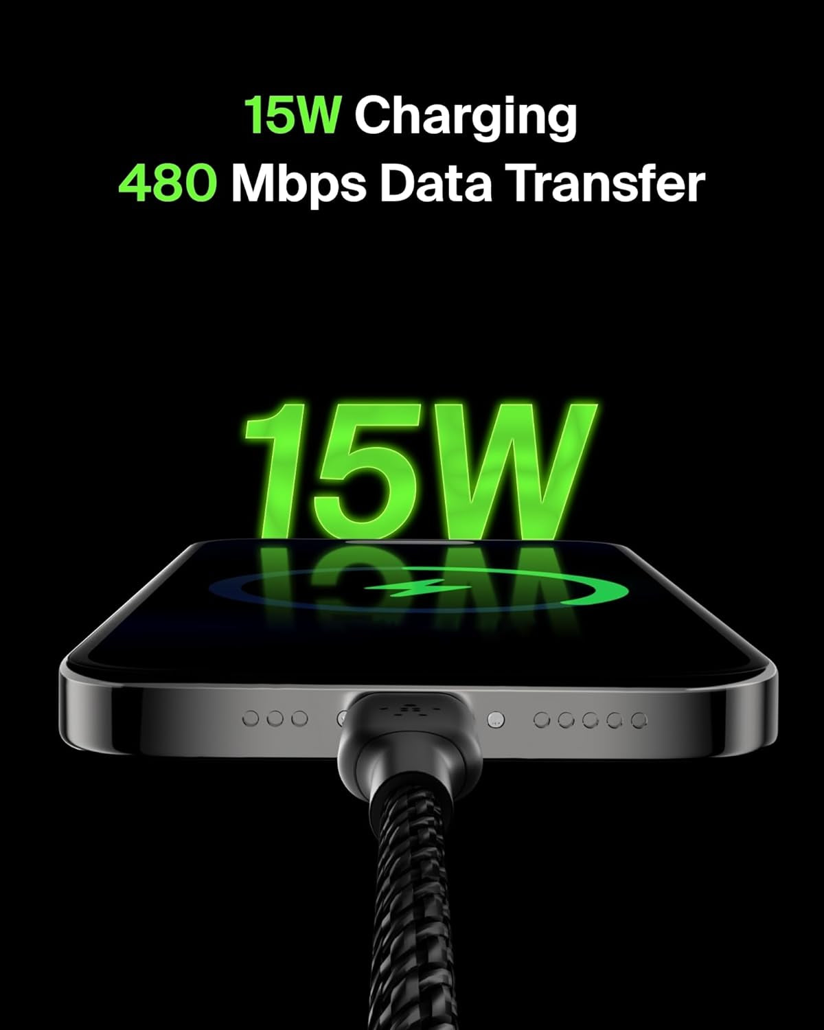 Boostcharge Braided USB-C to USB-A Charging Cable (3.3Ft/1M) for Iphone 17 & 16 Series, Samsung Galaxy S25 Series, Google Pixel 10, Ipad Pro, Nintendo Switch 2, Carplay, & More - Black (2-Pack)