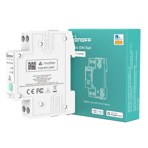 Basic DIN Rail Wifi Smart Switch (BASIC-1GSP) - Matter Compatible Smart Home Controller, 32A High Load Electrical Panel Switch, Works with Alexa and Google Home Assistant
