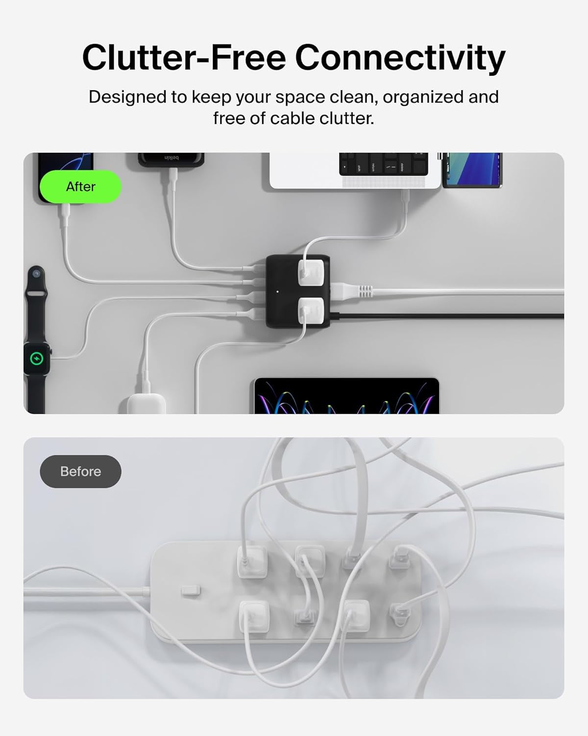 Gan Charging Station 70W, 7-In-1 Dual USB C Charger W/ 3X AC Outlets, 2X USB a Ports, Power Strip, Iphone Charger Fast Charging, Apple Watch, Ipad, Macbook, Chromebook, Samsung Galaxy, Pixel 10