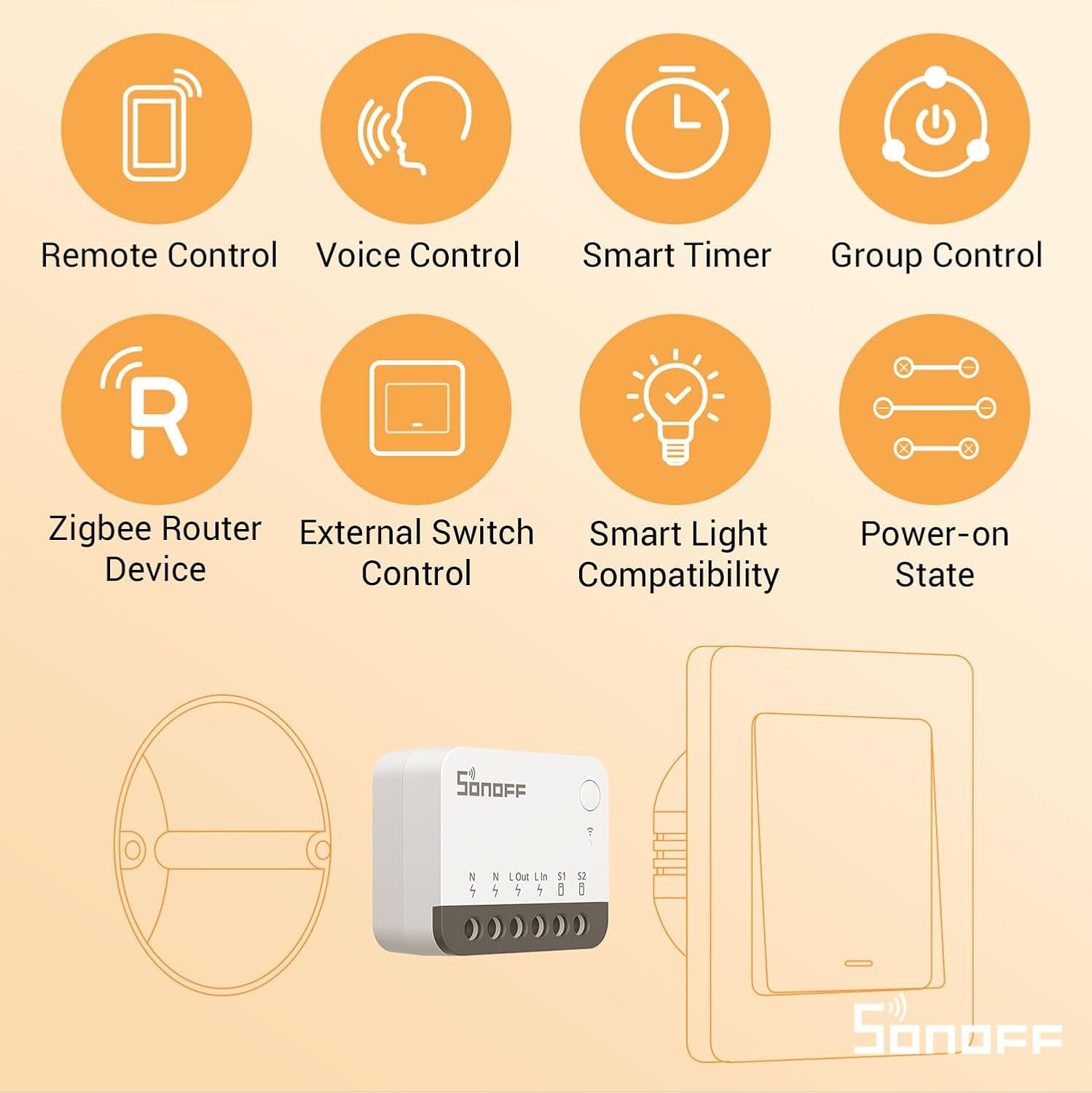 Zigbee 3.0 Smart Relay Switch - Mini In-Wall Light Switch Module, Compatible with Alexa, Google Home, and SmartThings, ZBMINIR2 4-Pack (Zigbee Hub & Neutral Wire Required)