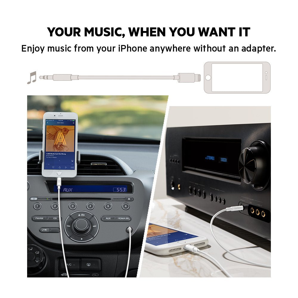 Belkin Speaker and Headphone Splitter, 3.5Mm Audio Jack Adapter, Dual Audio Output for Earbuds, Headphones, and Speakers for Sharing Music & Videos, Compatible with Iphones, Laptops, & Tablets - White