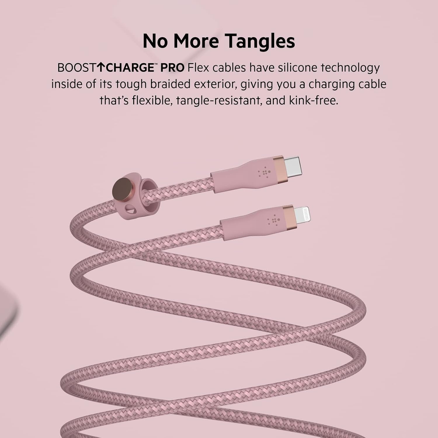 Boostcharge Pro Flex Braided USB-C to Lightning Cable (2M/6.6Ft), Mfi Certified 20W Fast Charging PD Power Delivery for Iphone 14, Iphone 13, 12, 11, Pro, Pro Max, Mini, SE, Ipad - Pink