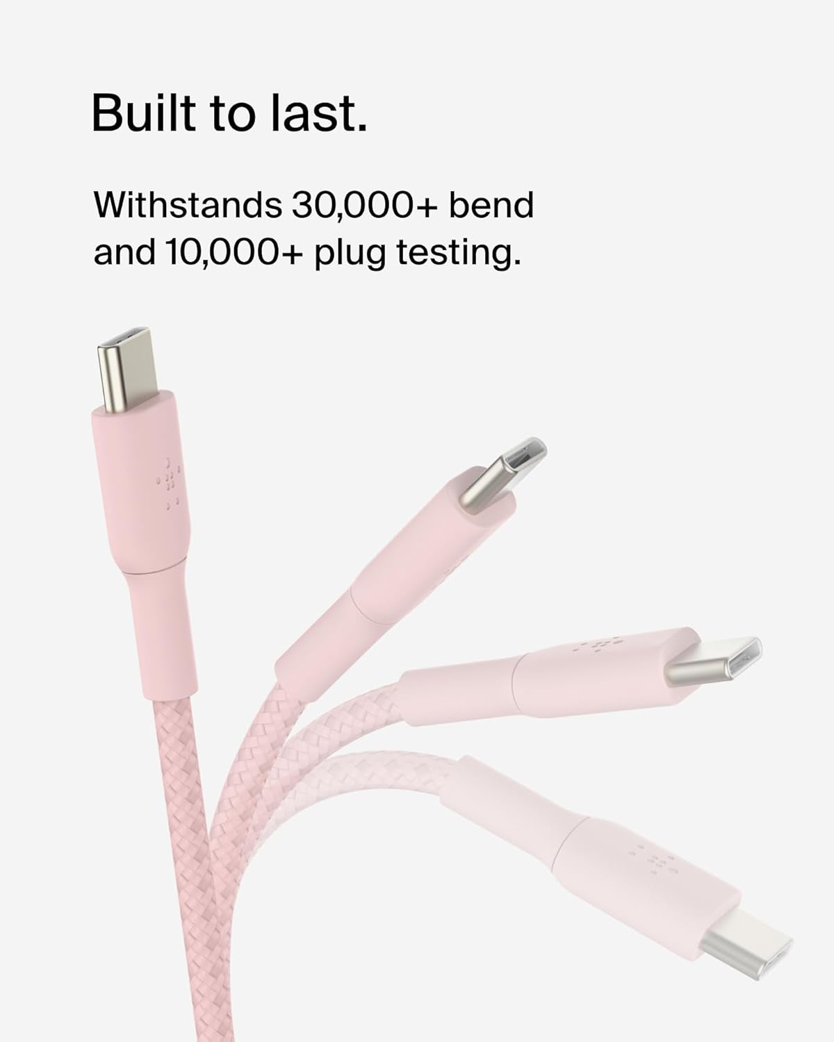 Boostcharge (2M/6.6Ft) Braided USB-C to USB-C Cable for Iphone 17, Iphone 17 Pro, Iphone 17 Pro Max, Galaxy S25, S24, Note, Pixel 10 & 9, Ipad Pro, Nintendo Switch 2 & More - Pink