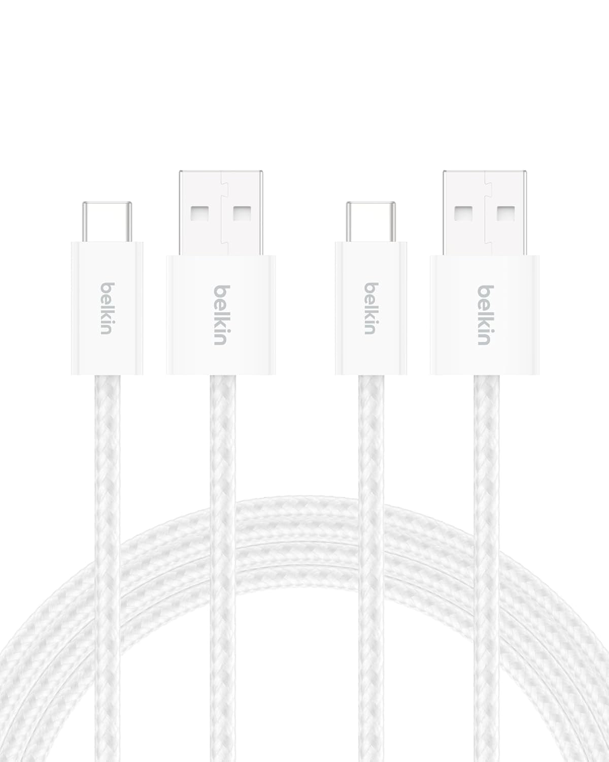 USB a to USB C Cable 2-Pack, 6.6Ft, 15W, Iphone Charger Cord, Soft, Braided, Flexible for Iphone 17 & 16, Galaxy S26, Pixel 10, Ipad Pro, Airpods Pro, Switch & More - White
