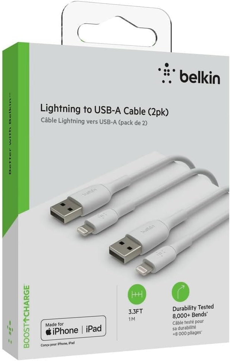 Belkin PVC A-LTG 1M, Wht 2Pk